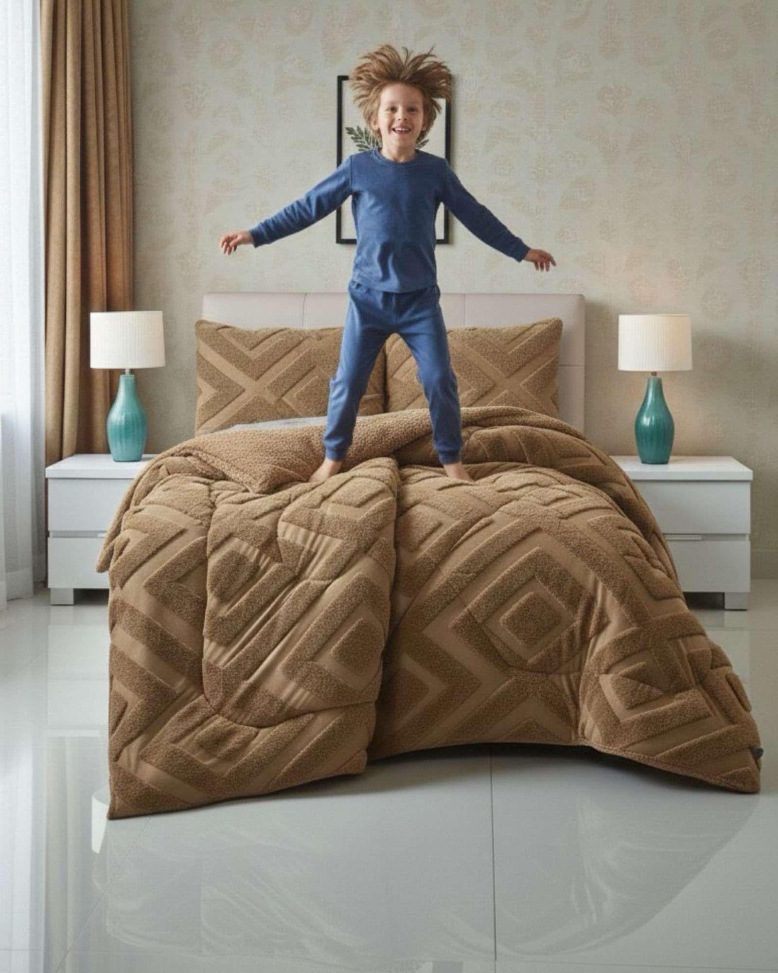 Cubrecama Chiporro Diseño Geometrico Suave y Abrigador Plaza y Media A15-4