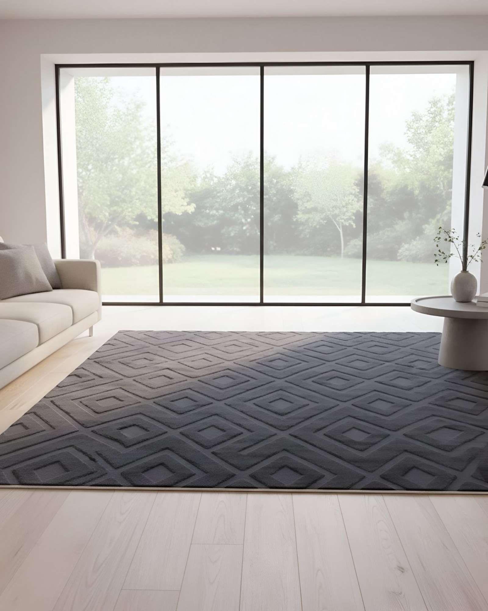 ALFOMBRA JACQUARD TEXTURIZADA CON DISEÑO Y FLECOS 150X200 CM A1-3