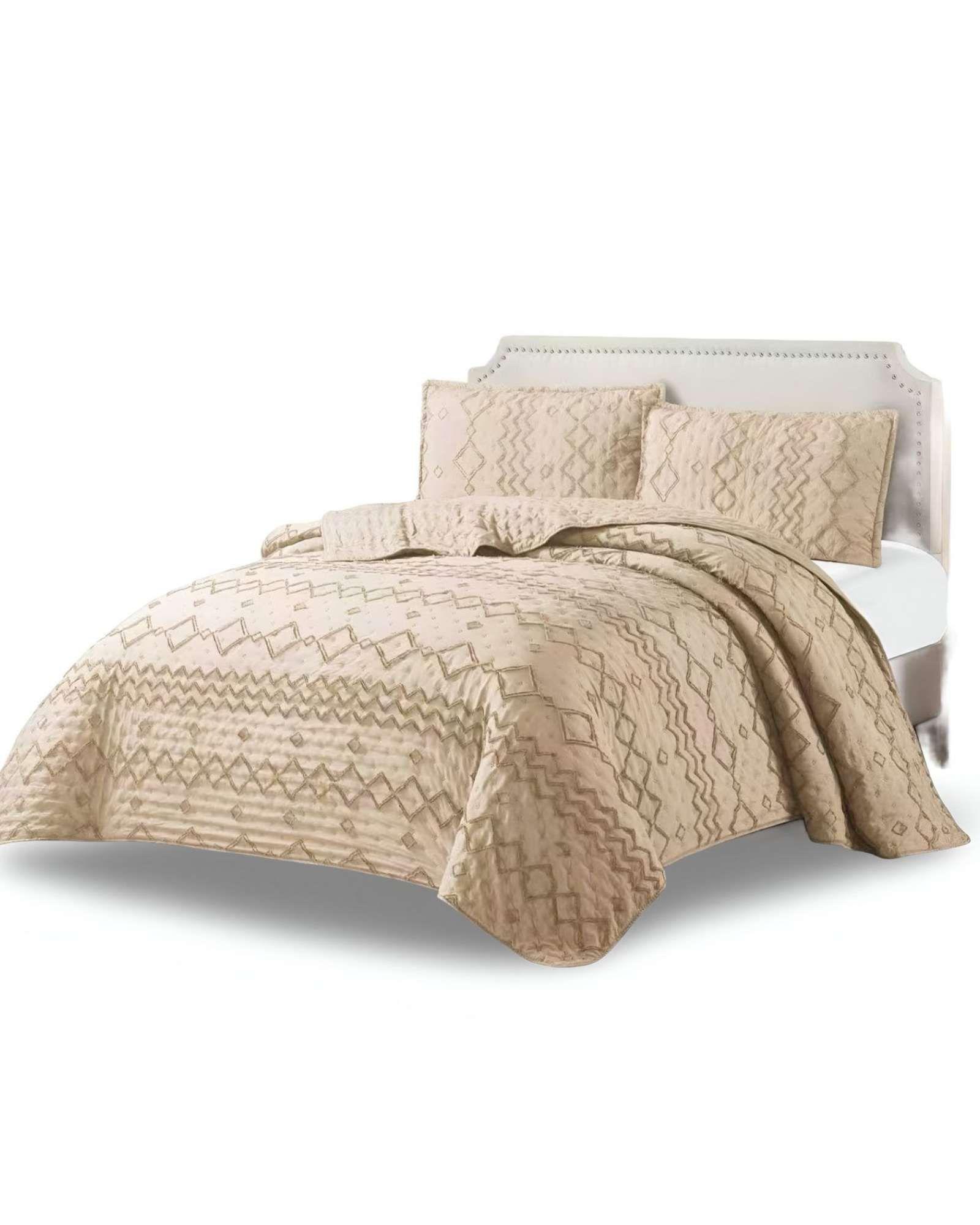 CUBRECAMA QUILT DELGADO TUFTING DE LUJO SUAVE 2 PLAZAS O2-1