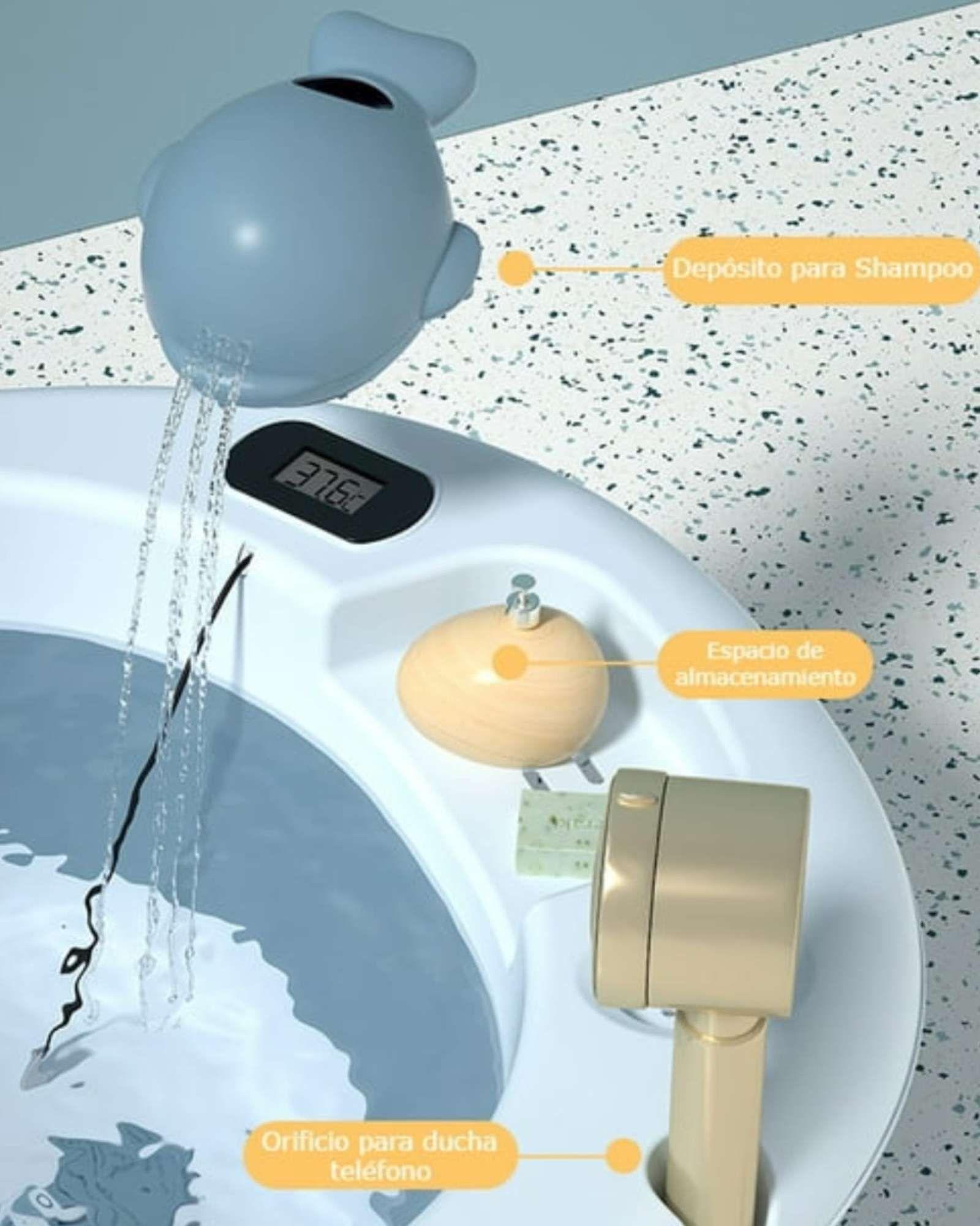 BAÑERA PLEGABLE CON ACCESORIOS PARA BEBES AZUL-2
