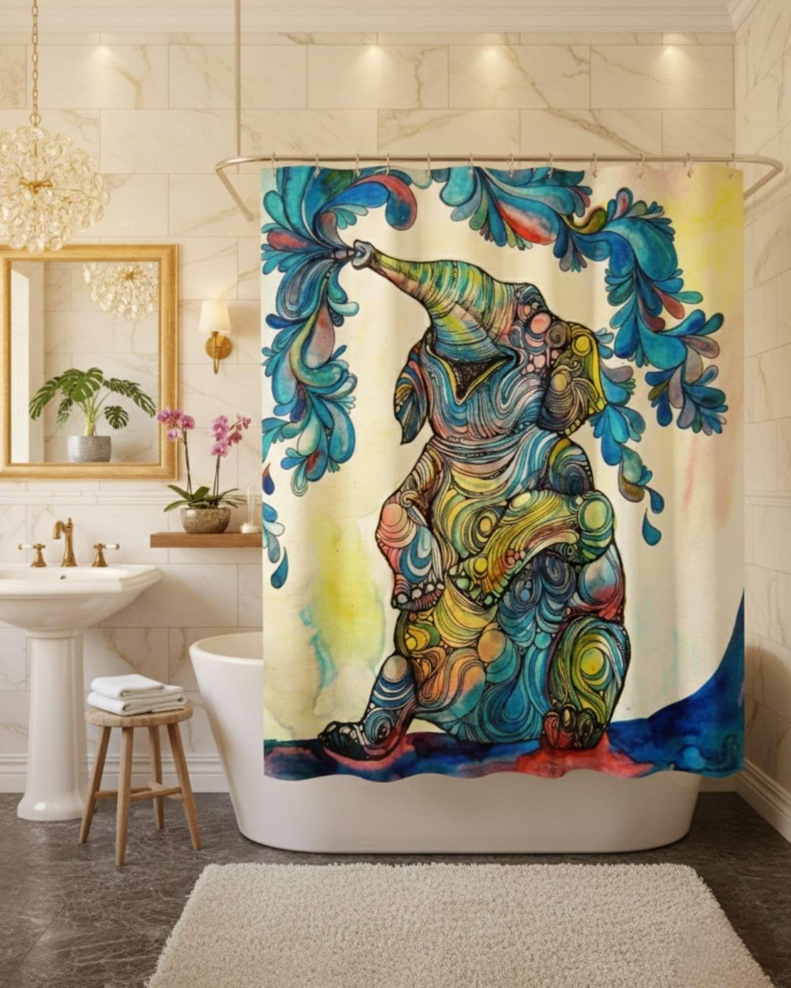 Juego de Cortina de Baño Tela Género + Forro Impermeable T1-3