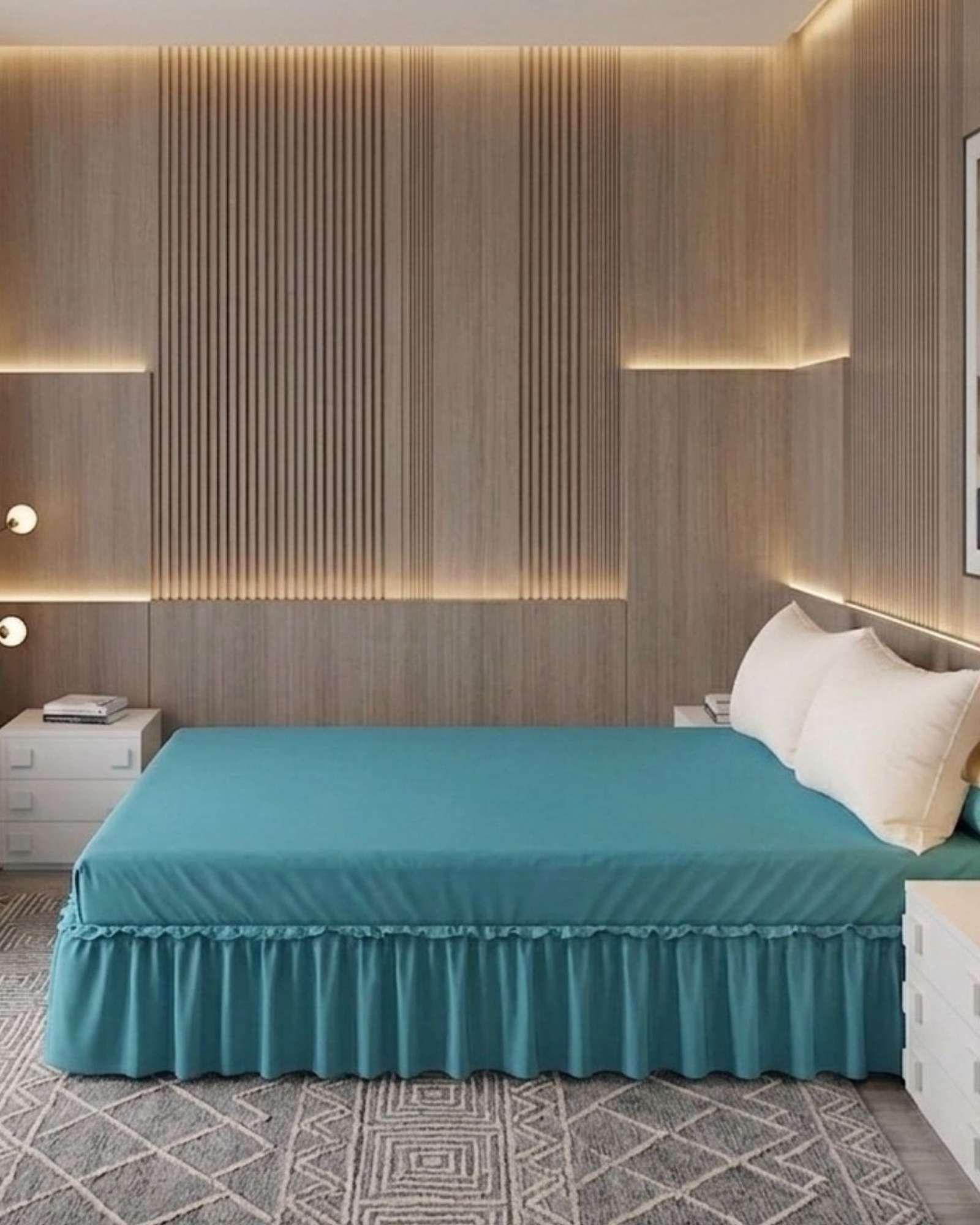 Faldón de Cama Estilo Moderno y Ajuste Perfecto Plaza y Media 105X200 CM A03-2