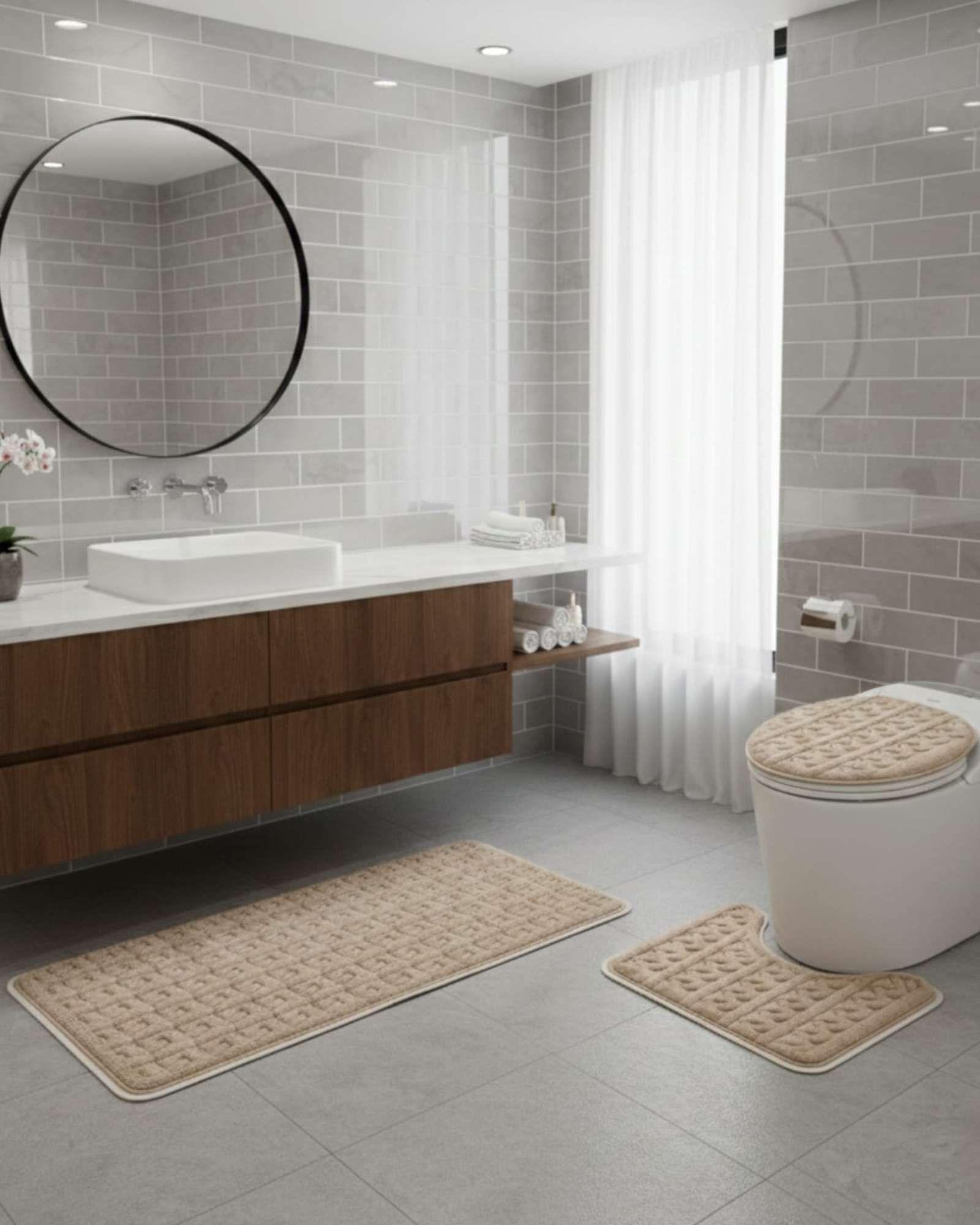 SET DE BAÑO 3 PIEZAS PREMIUM COLECCIÓN TEXTURAS Y ESTILOS A3-2