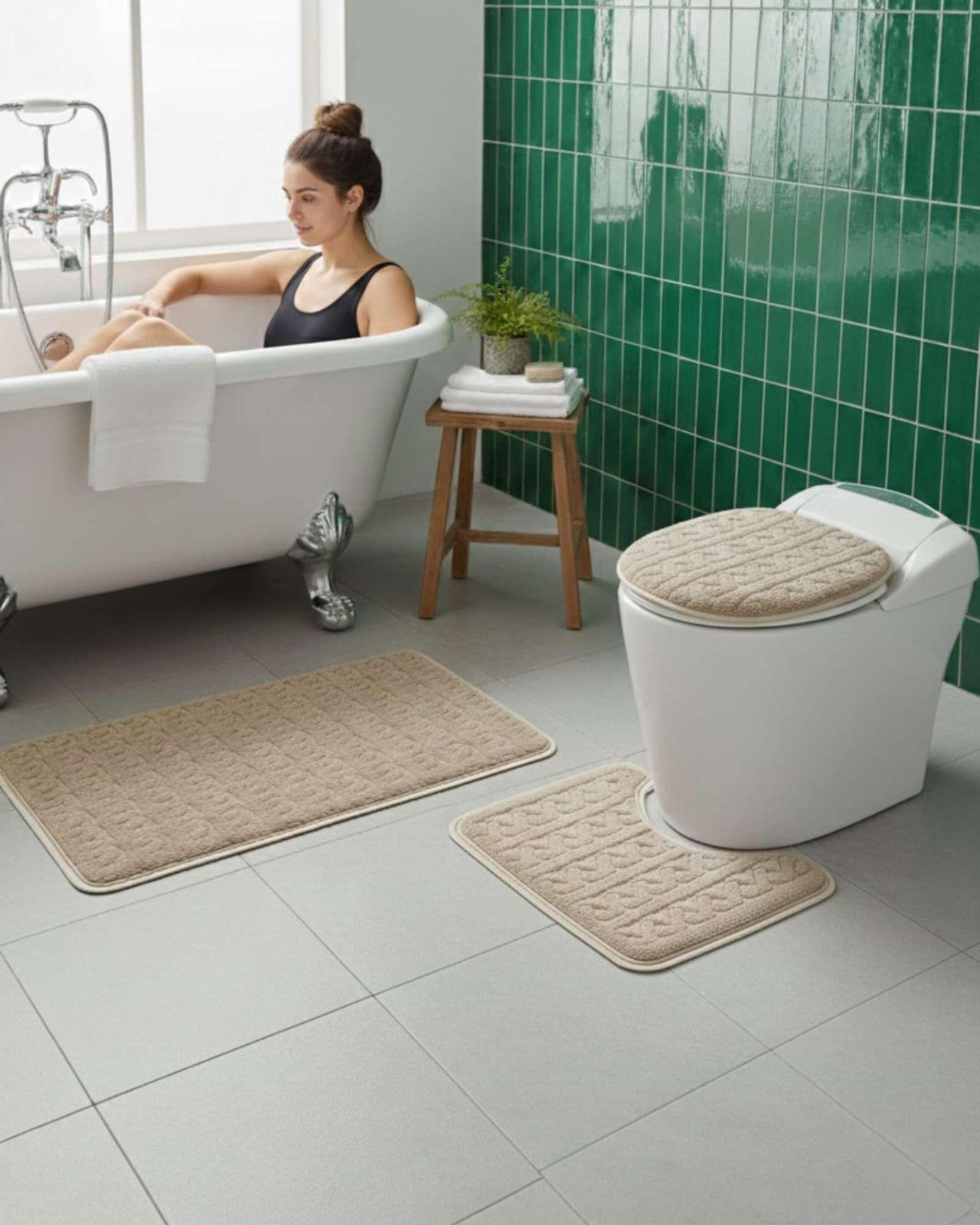 SET DE BAÑO 3 PIEZAS PREMIUM COLECCIÓN TEXTURAS Y ESTILOS A3-3