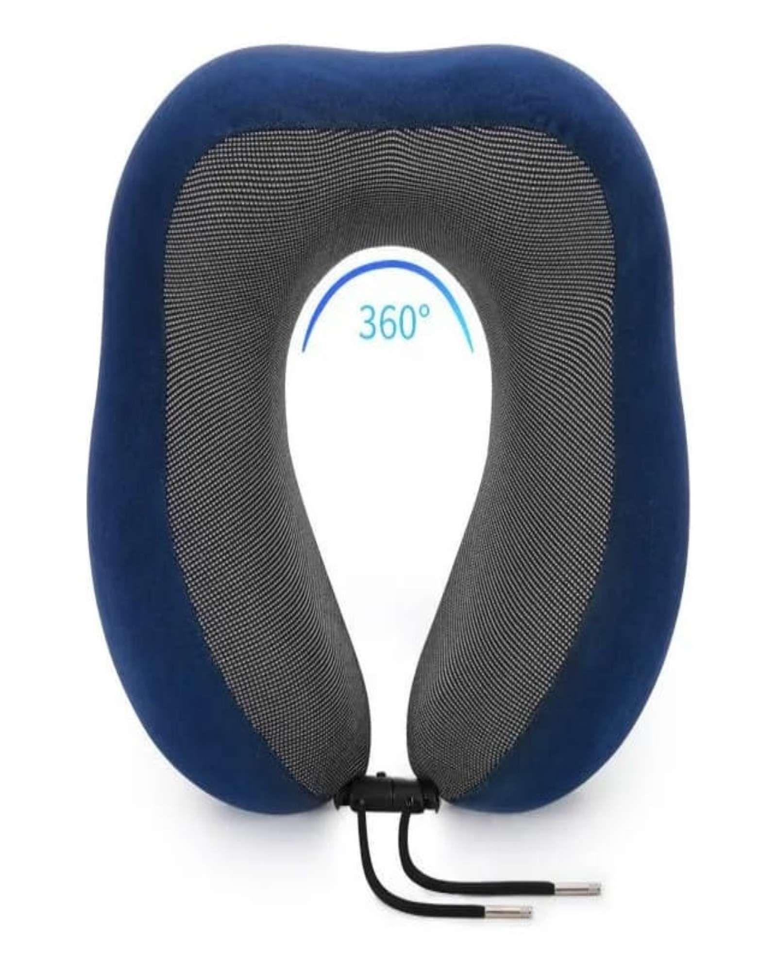 Cómoda Almohada De Cuello Viaje tela magnetica azul marino-2