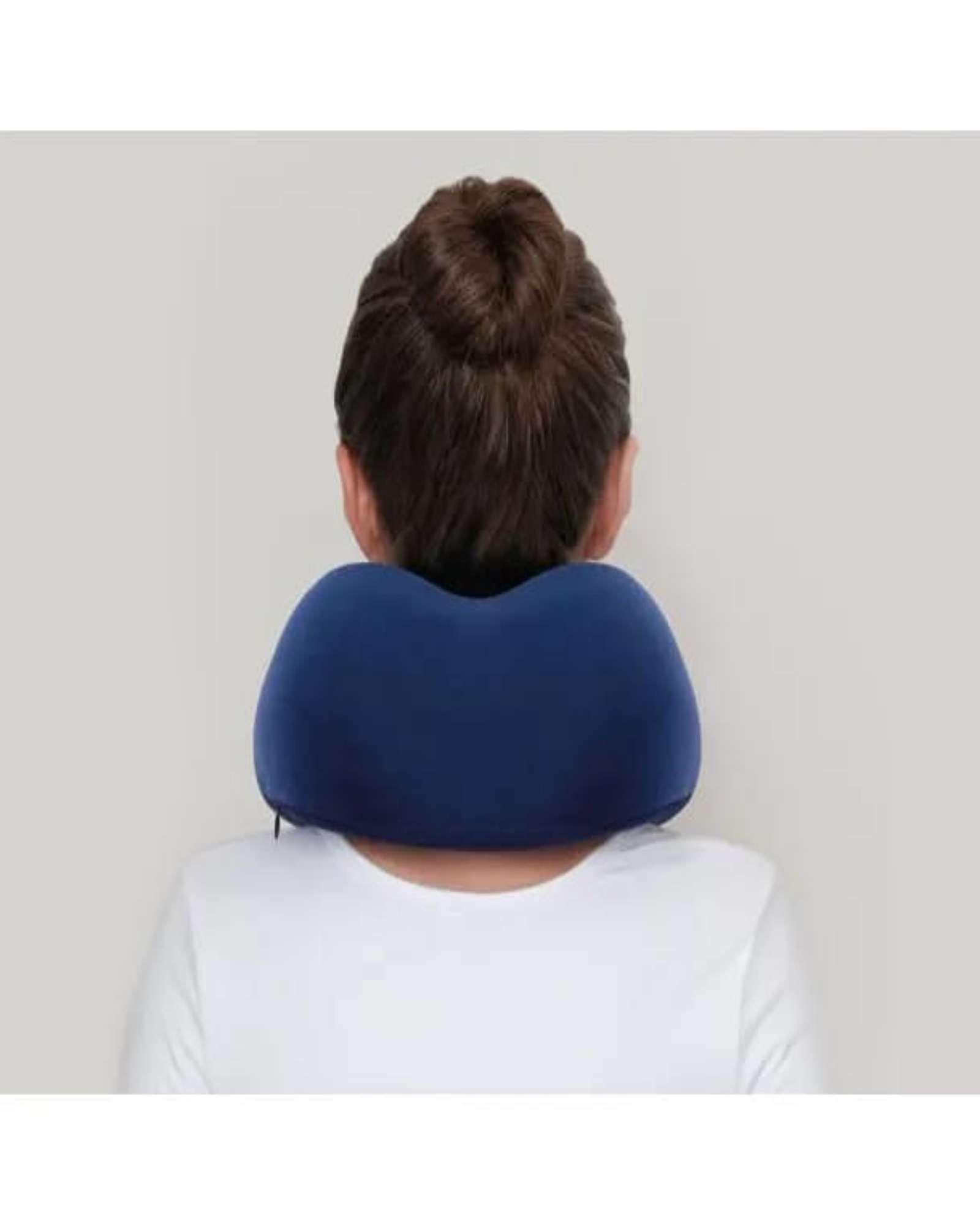 Cómoda Almohada De Cuello Viaje tela magnetica azul marino-3