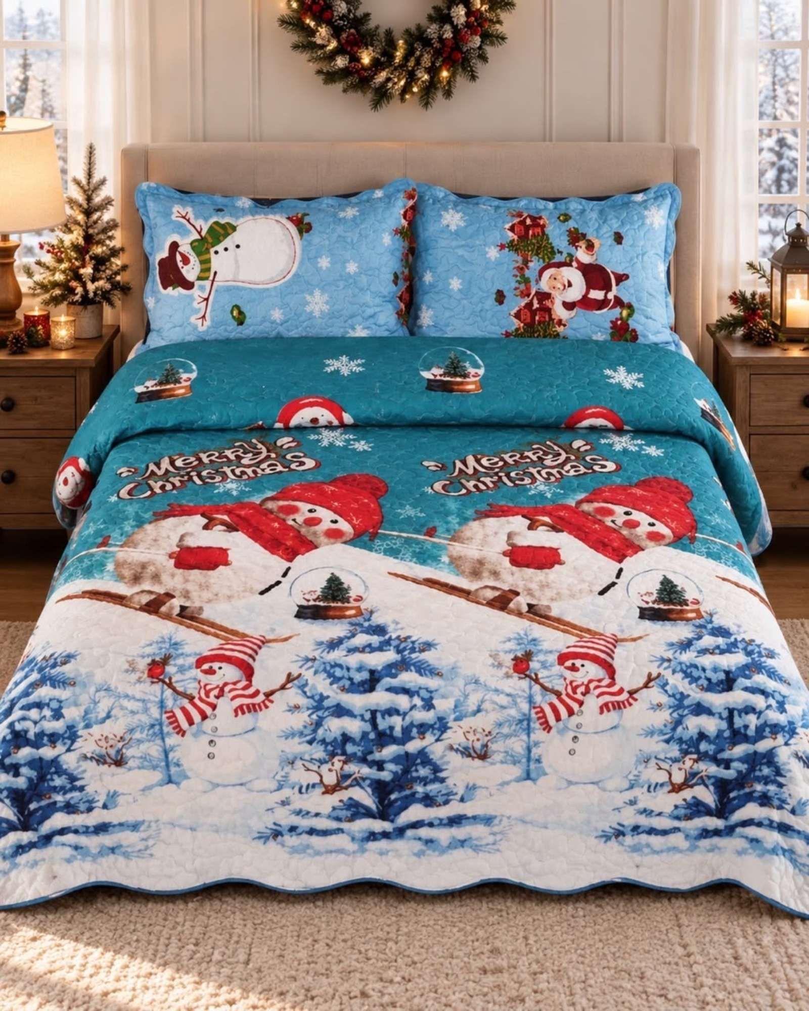 Cubrecama Quilt Navideño 2 Plazas con Diseño  A1-2