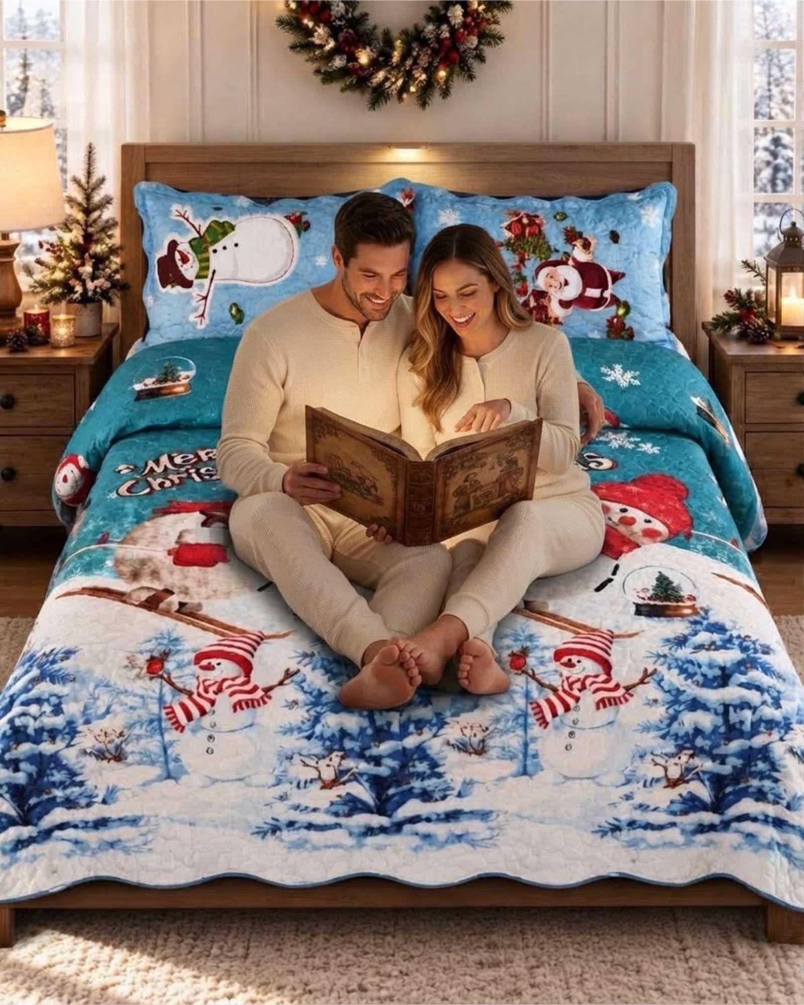 Cubrecama Quilt Navideño 2 Plazas con Diseño  A1-3