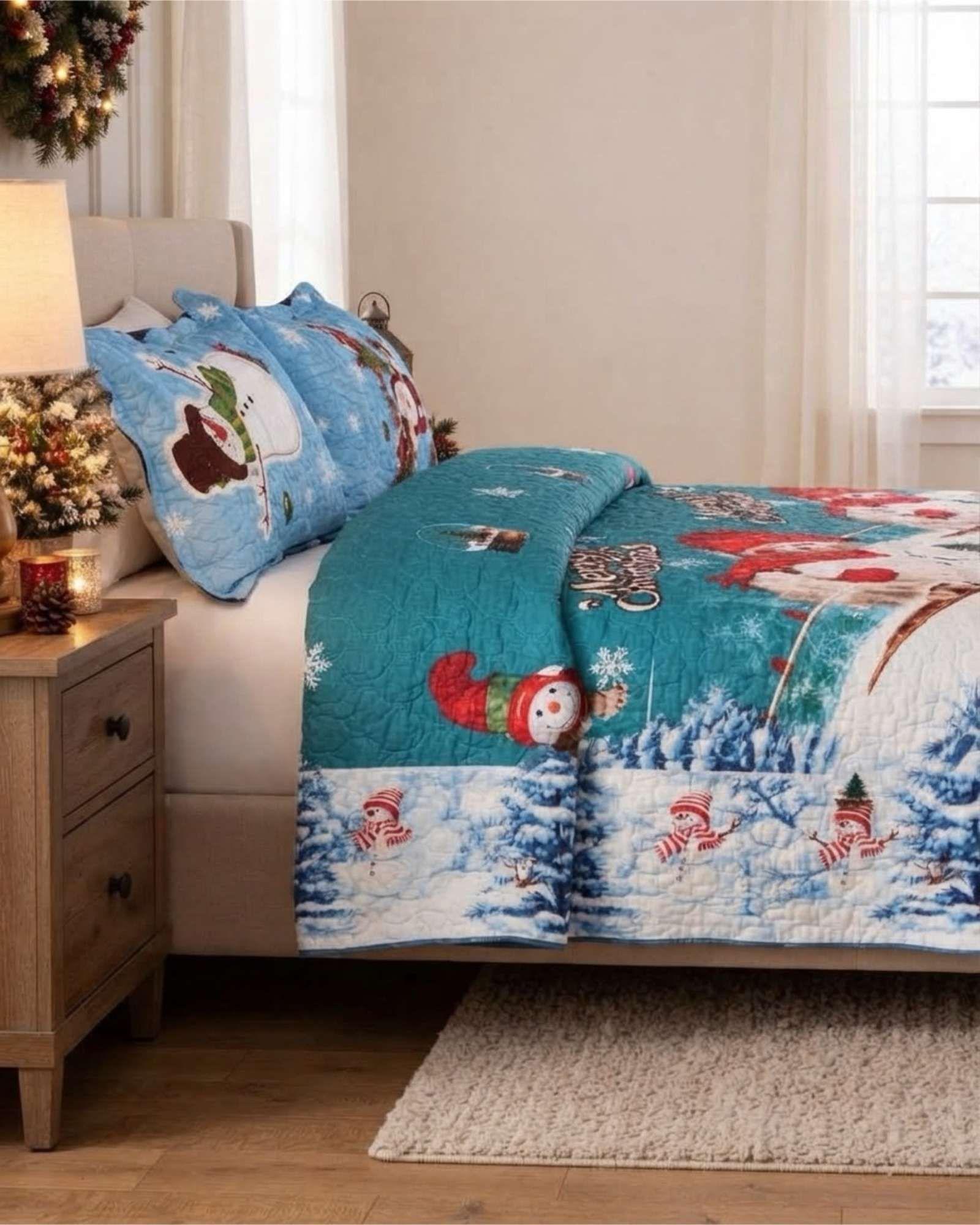 Cubrecama Quilt Navideño 2 Plazas con Diseño  A1-4