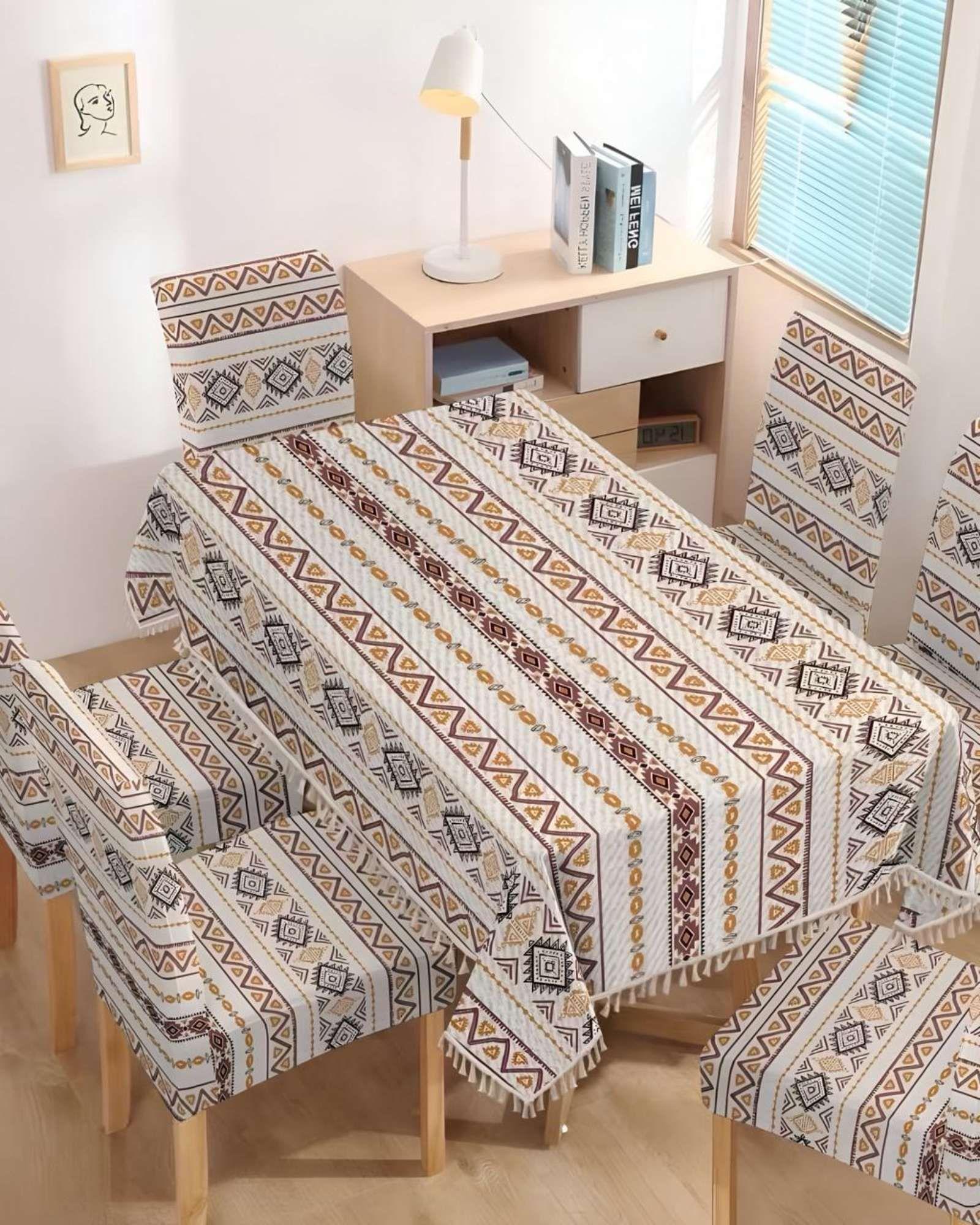 Juego Textil Para Comedor Mantel  más 6 fundas de silla A08-2