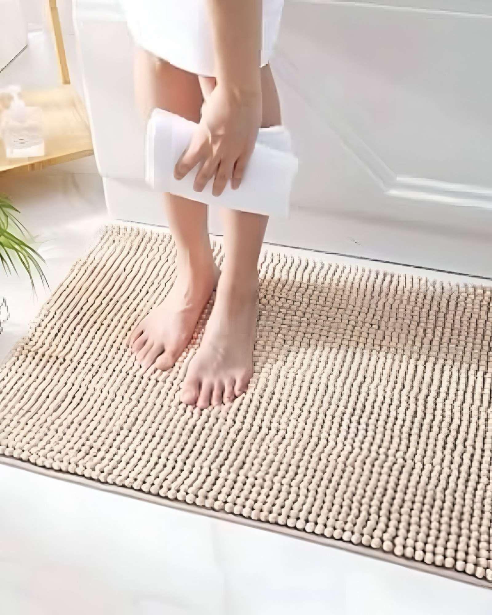 ALFOMBRA FELPA DE BAÑO DELGADA BEIGE 40X60 cm-2