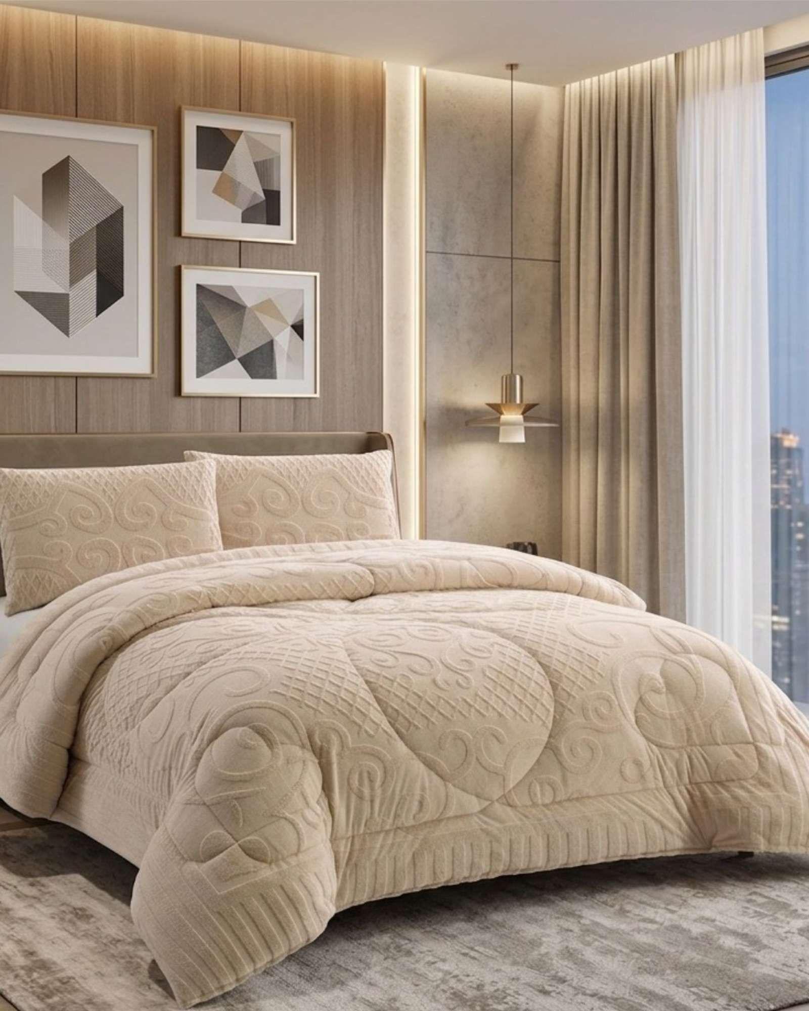 Cubrecama Edredon de Polar Ultra Suave Colección Confort Premium 2 Plazas A05-2