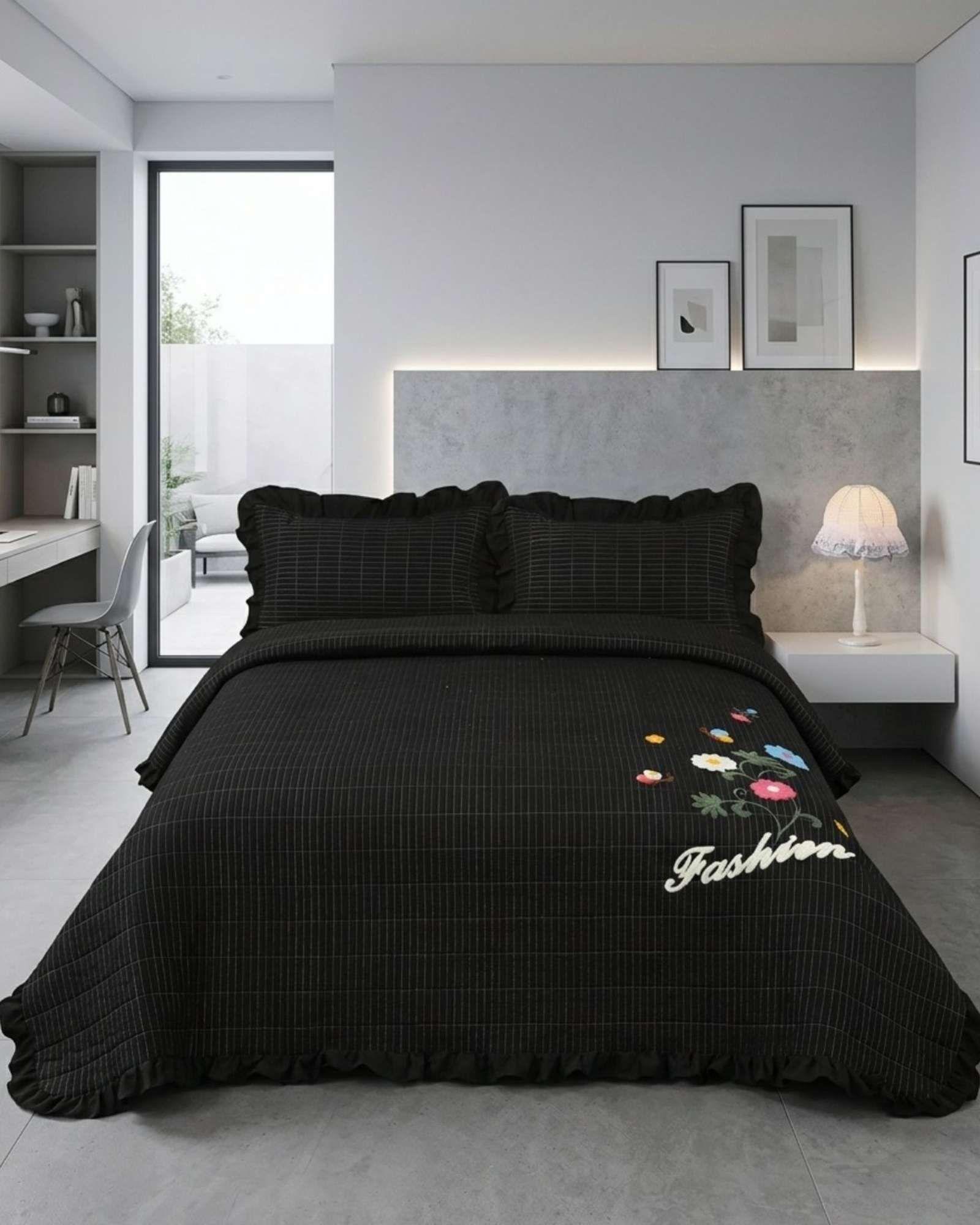 Quilt Cubrecama  Verano Estampado Floral con Bobos 2 Plazas07-2
