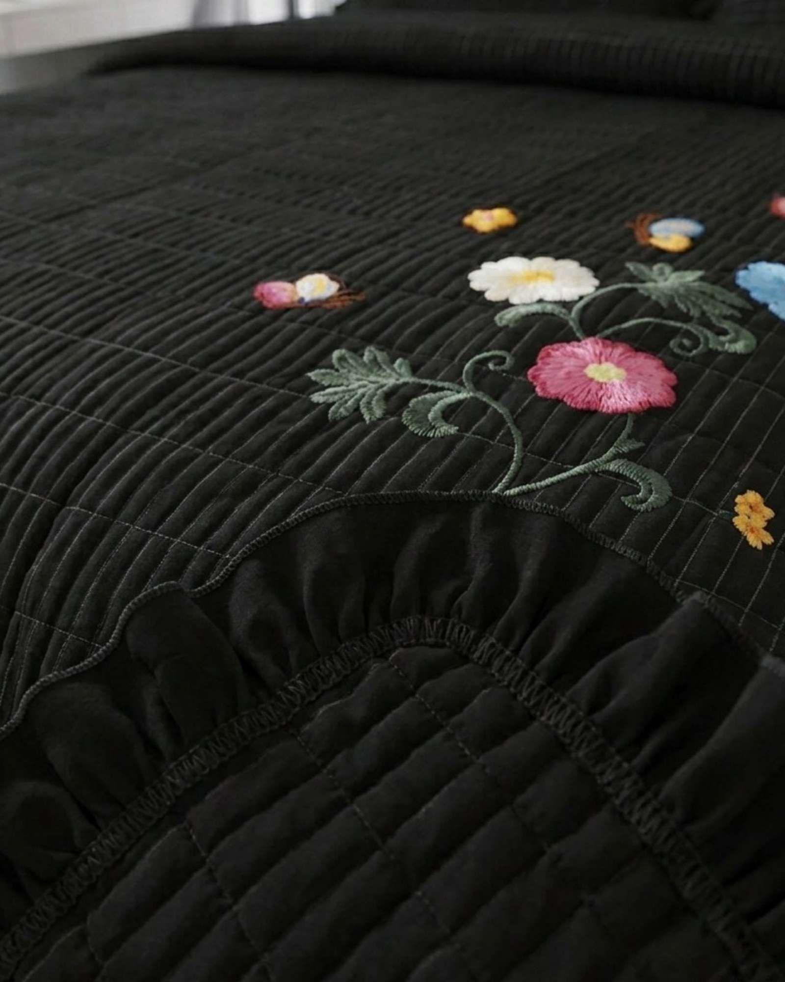 Quilt Cubrecama  Verano Estampado Floral con Bobos 2 Plazas07-3
