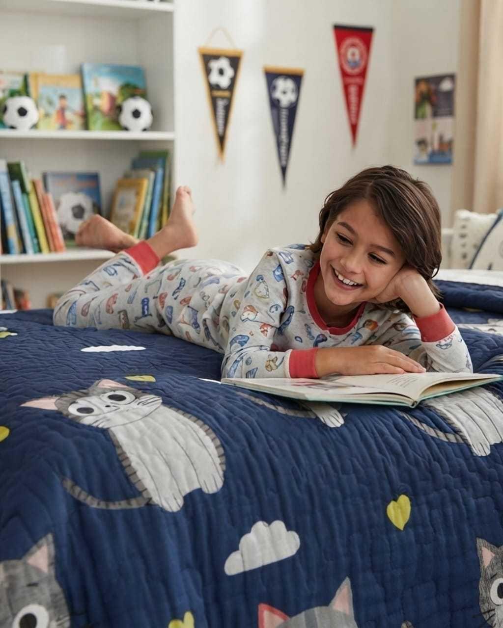 Cubrecama Quilt de Verano Plaza y Media Diseños Infantiles Mas Funda-3