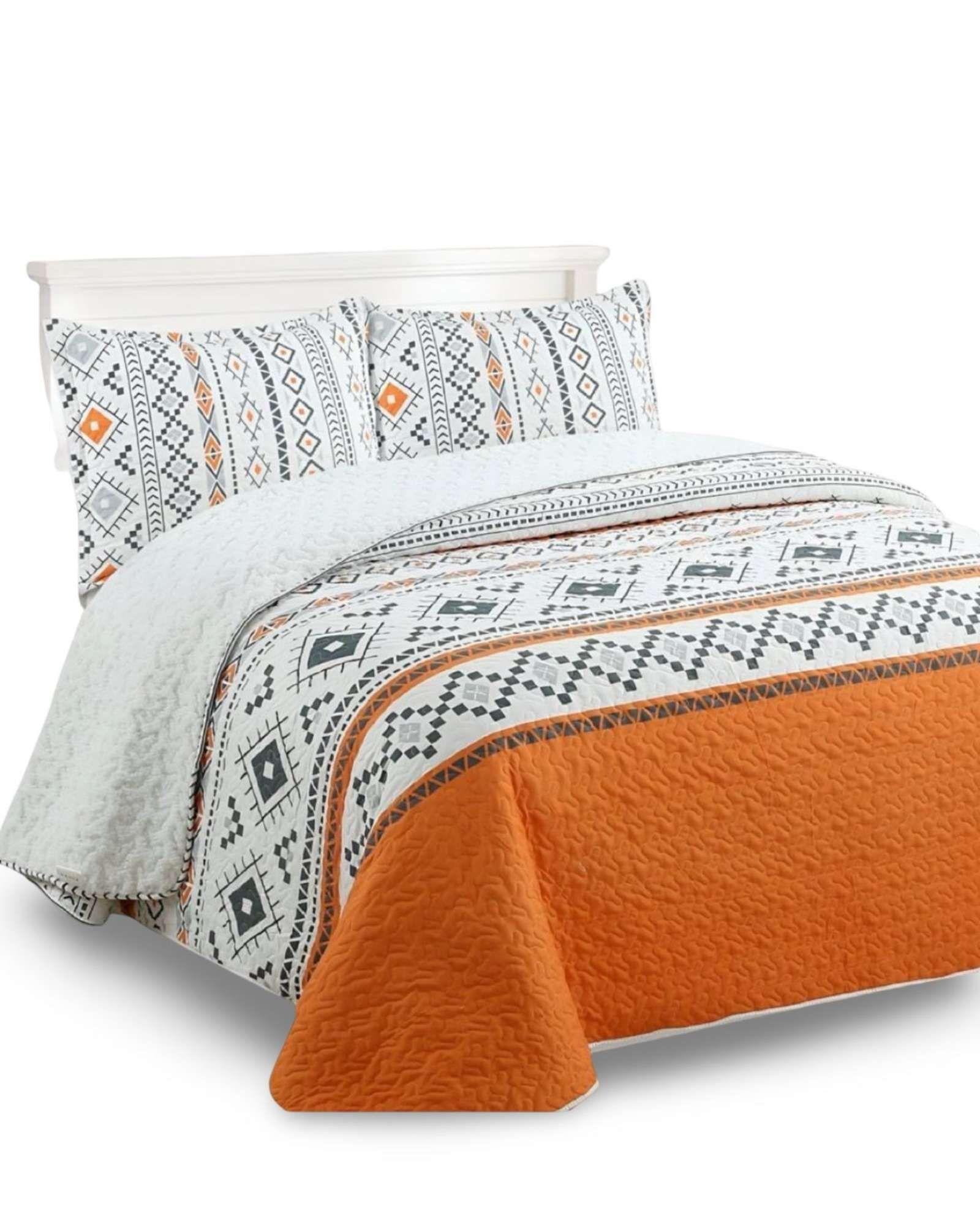 CUBRECAMA QUILT CON SHERPA 2 PLAZA 230 CM X 250 CM B33-4