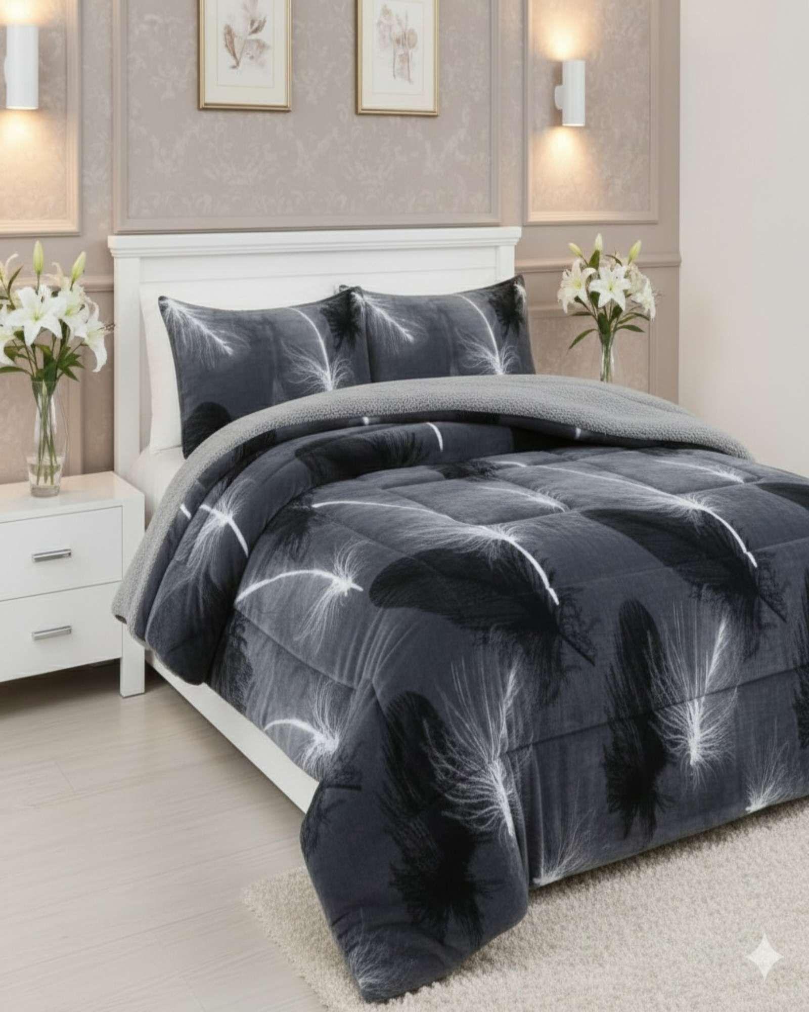 Cubrecama Premium Plush y Chiporro  Invierno King gris-4