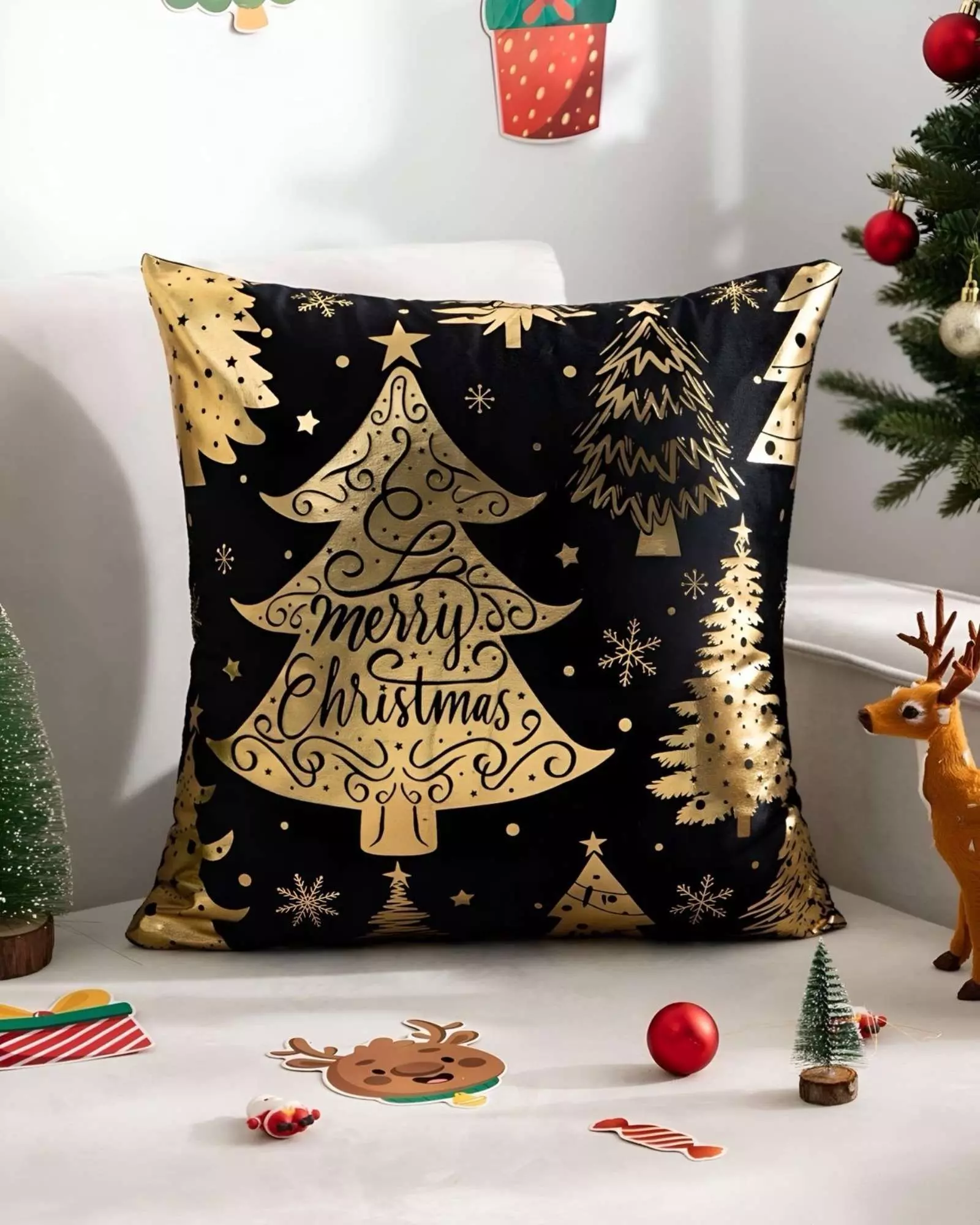 JUEGO DE 4 FUNDAS DE COJIN PARA NAVIDAD M2-1