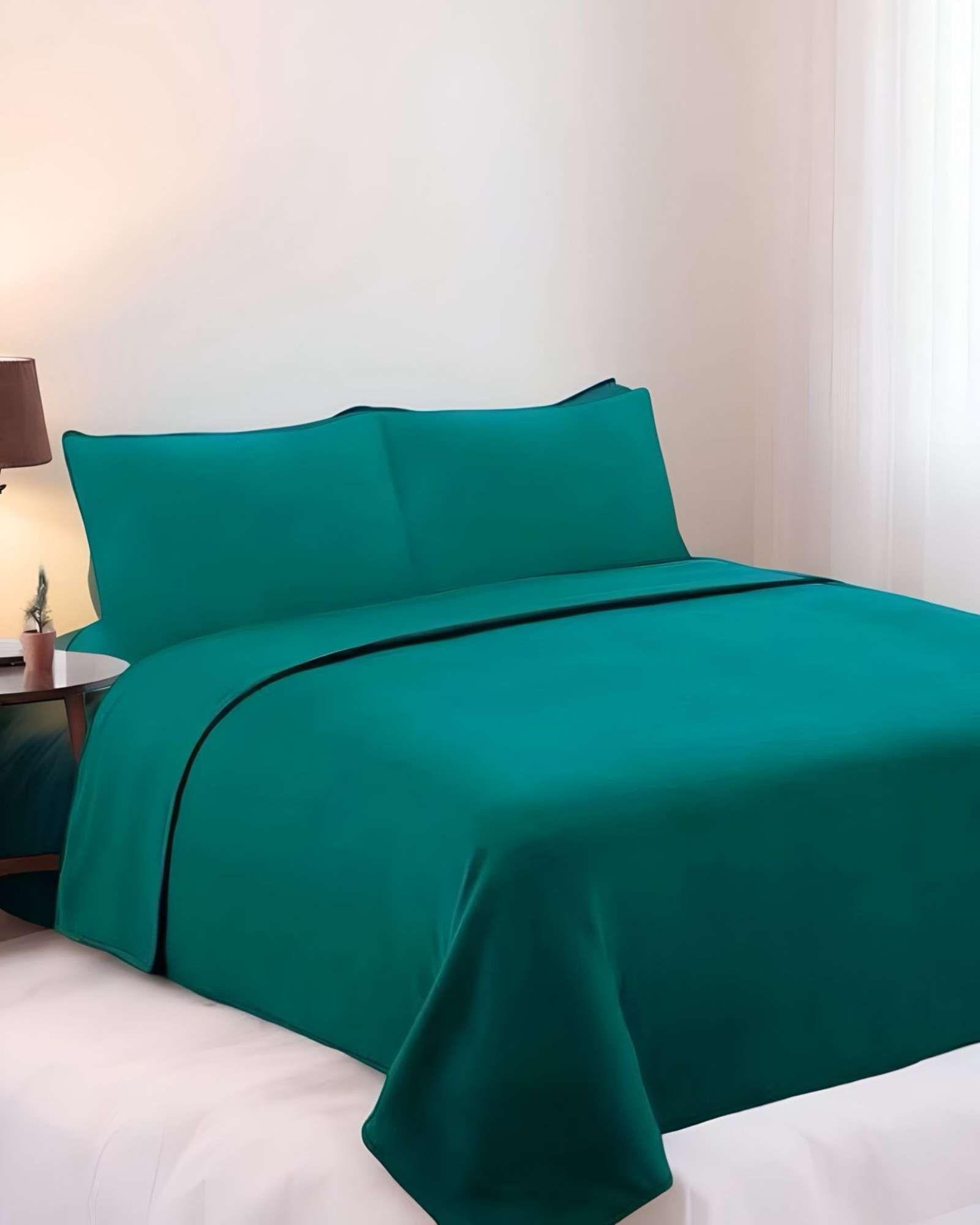 Juego de Sábana de Polar Ultra Suave Máxima Calidez Verde 2 plazas-2