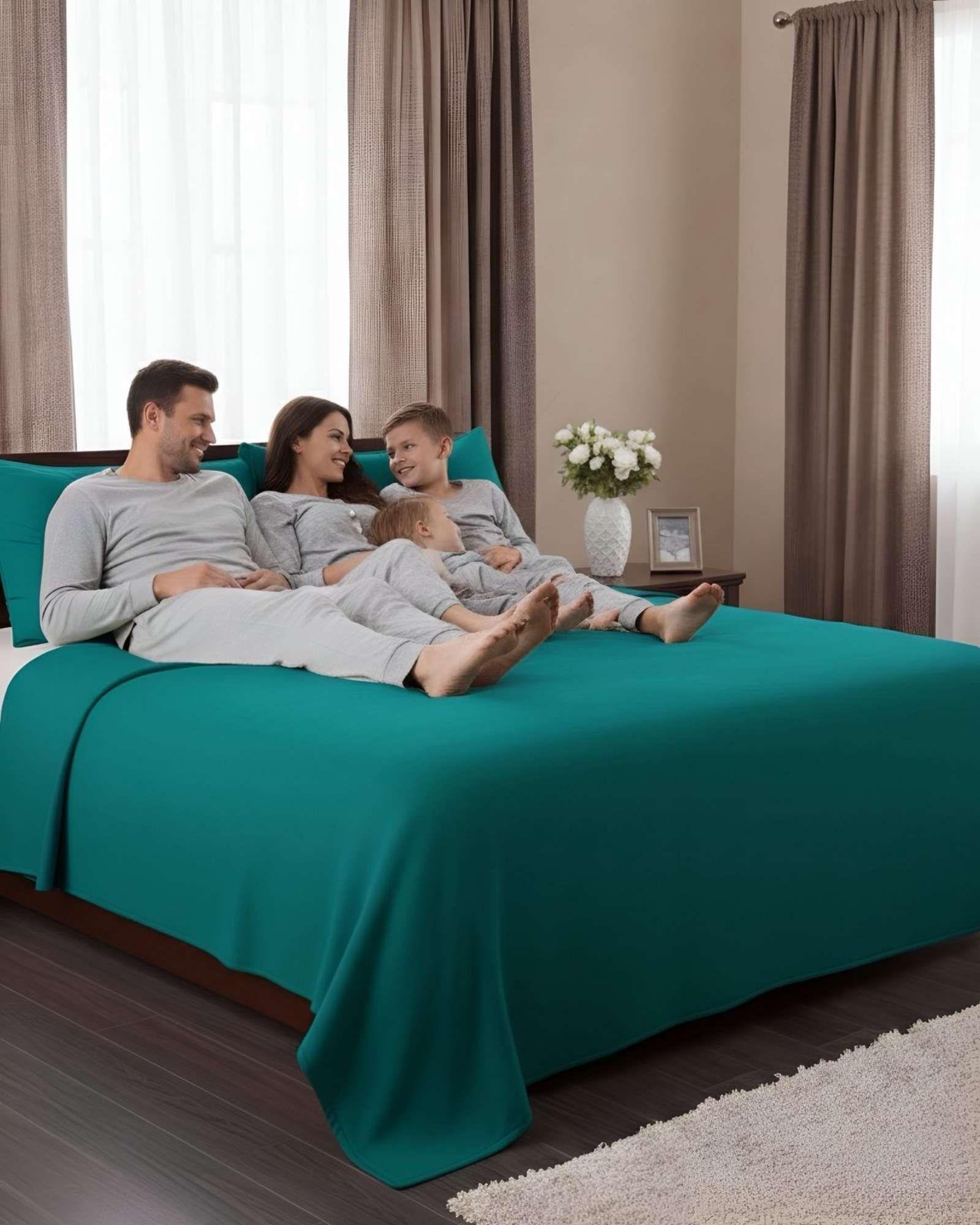 Juego de Sábana de Polar Ultra Suave Máxima Calidez Verde 2 plazas-3