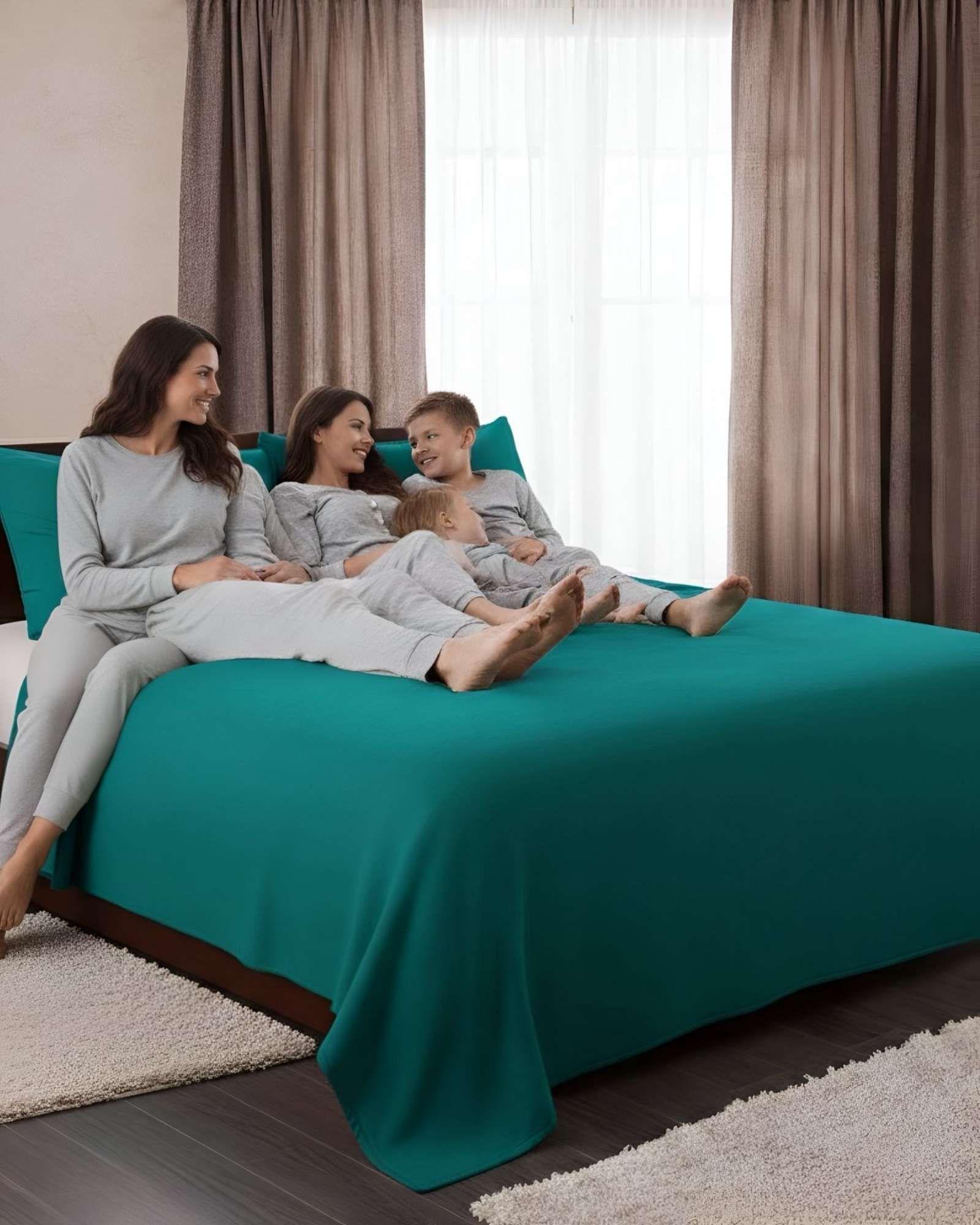 Juego de Sábana de Polar Ultra Suave Máxima Calidez Verde 2 plazas-4