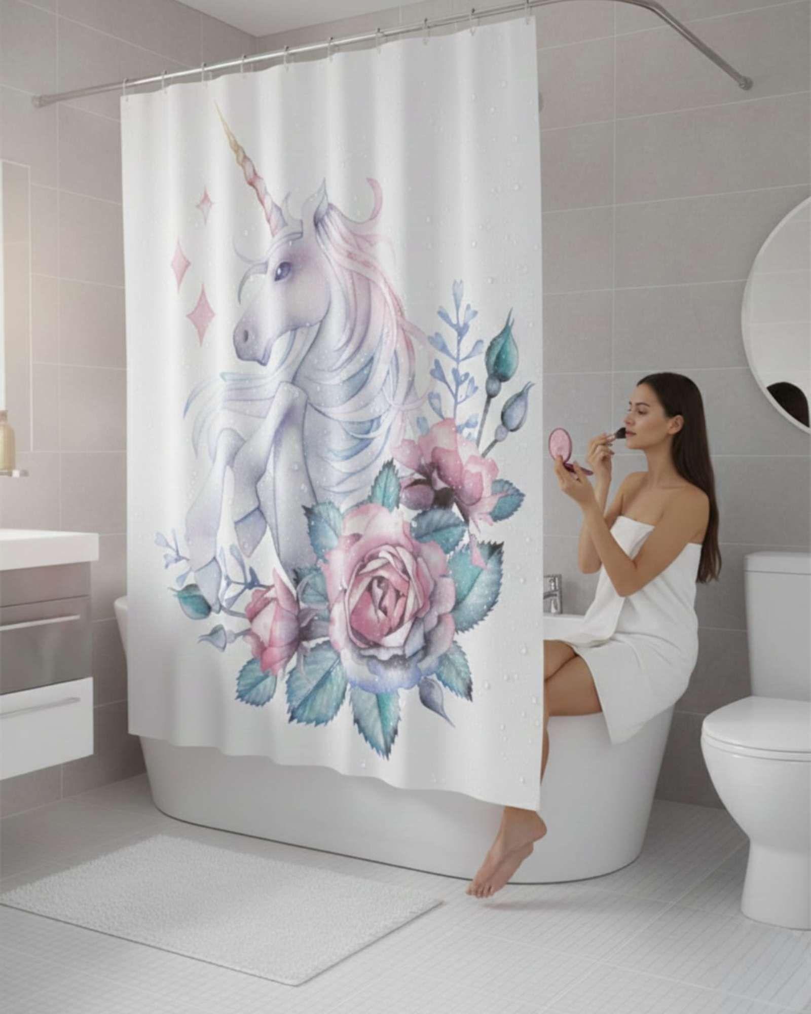 Juego de Cortina de Baño Tela Género + Forro Impermeable T35-3