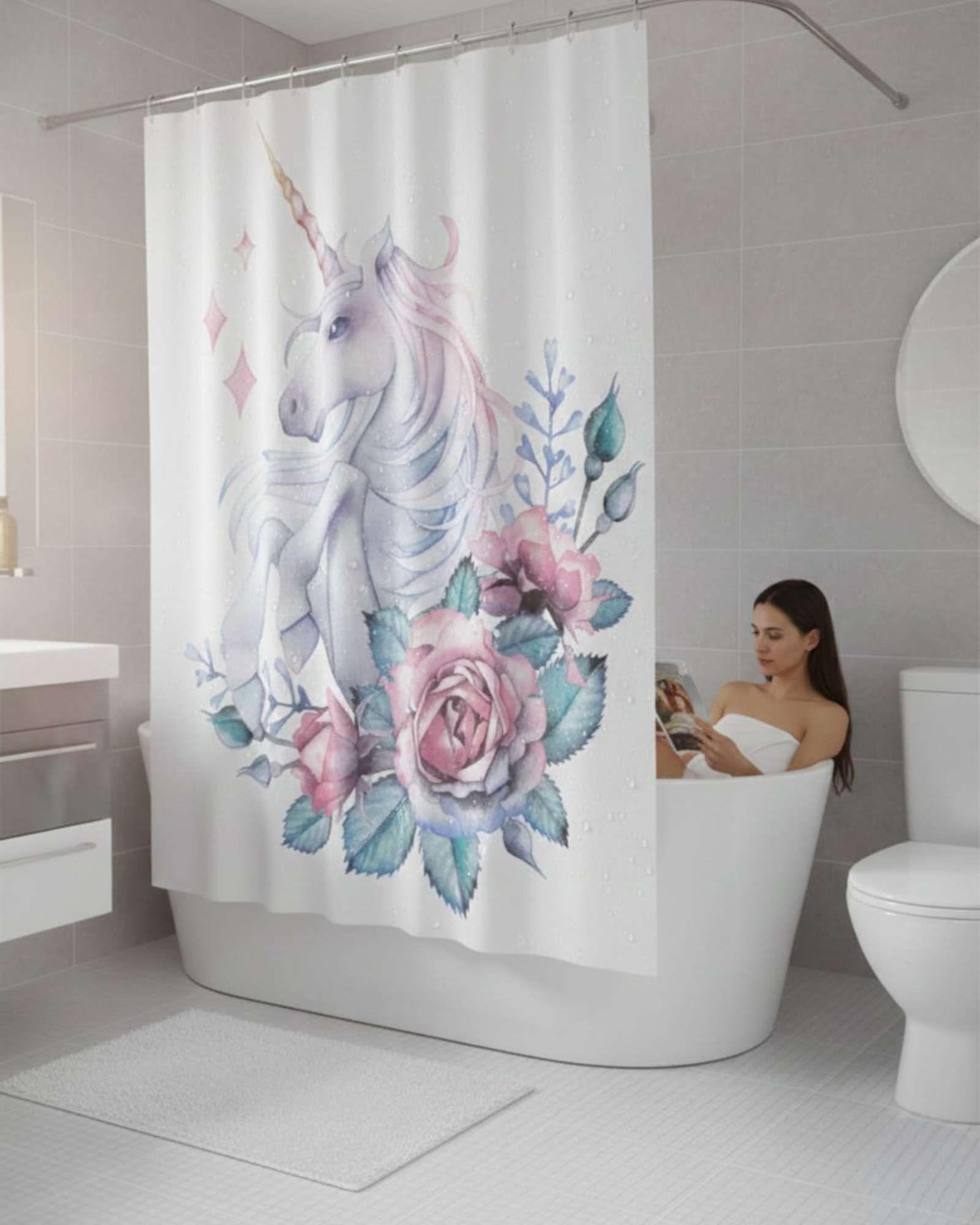 Juego de Cortina de Baño Tela Género + Forro Impermeable T35-4