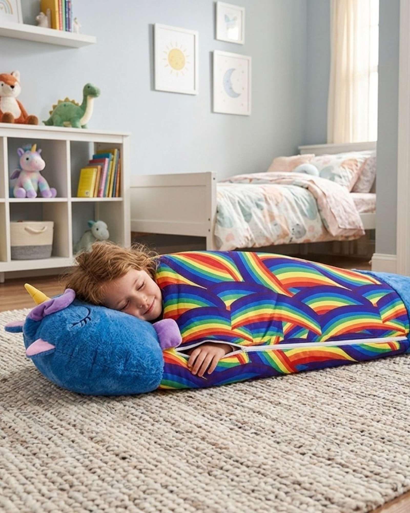 SACO PARA DORMIR PARA NIÑO O NIÑA UNICORNIO AZUL-0