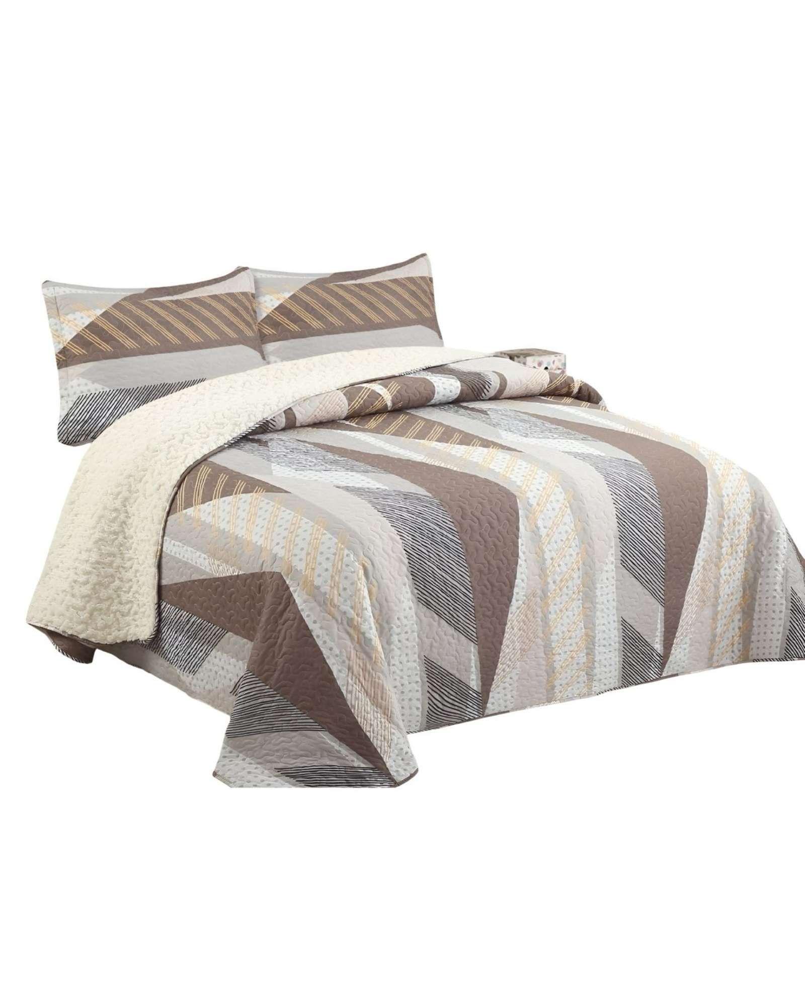 CUBRECAMA QUILT con sherpa plaza y media 180 x 230 cm A3-0