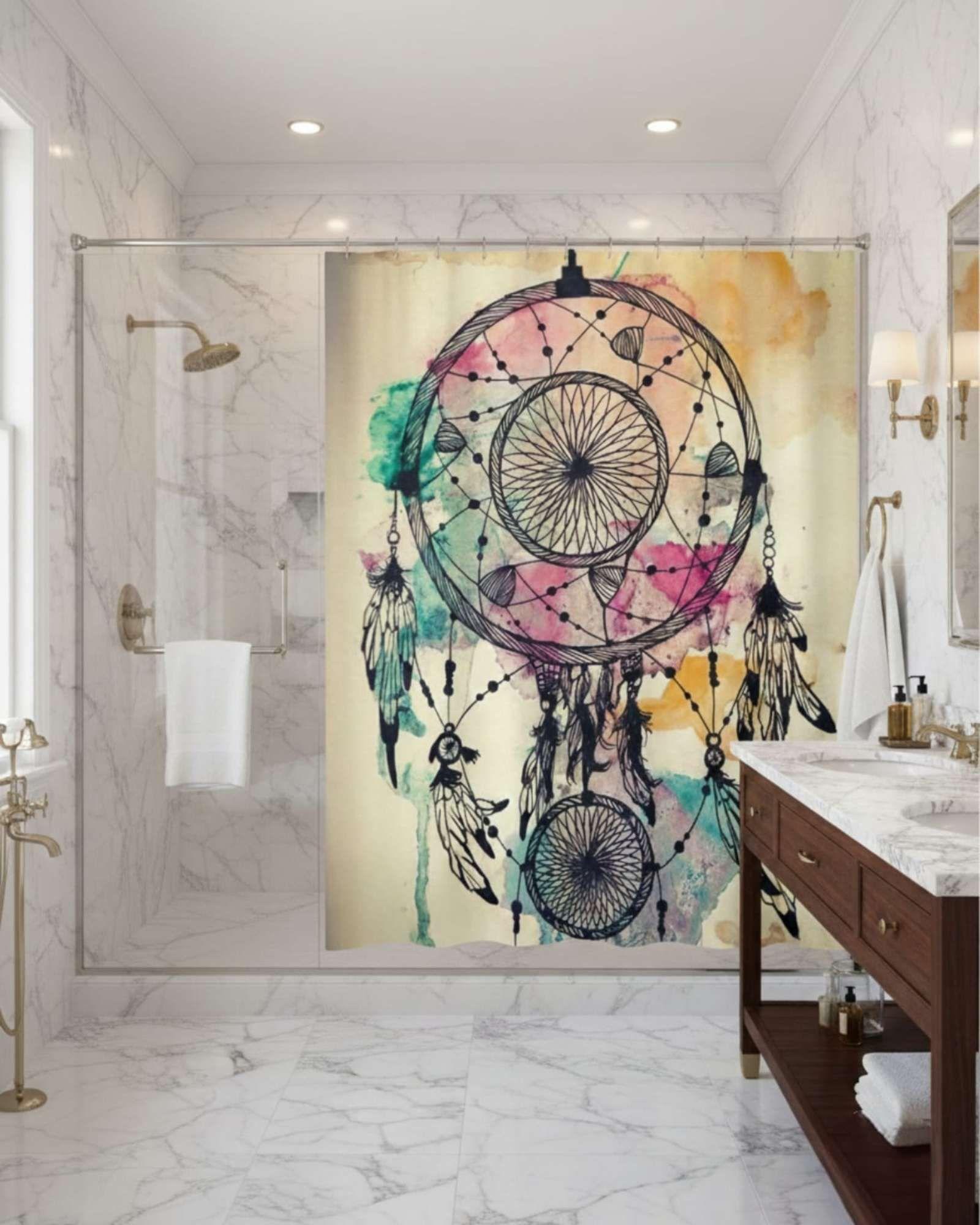 Juego de Cortina de Baño Tela Género + Forro Impermeable T3-4