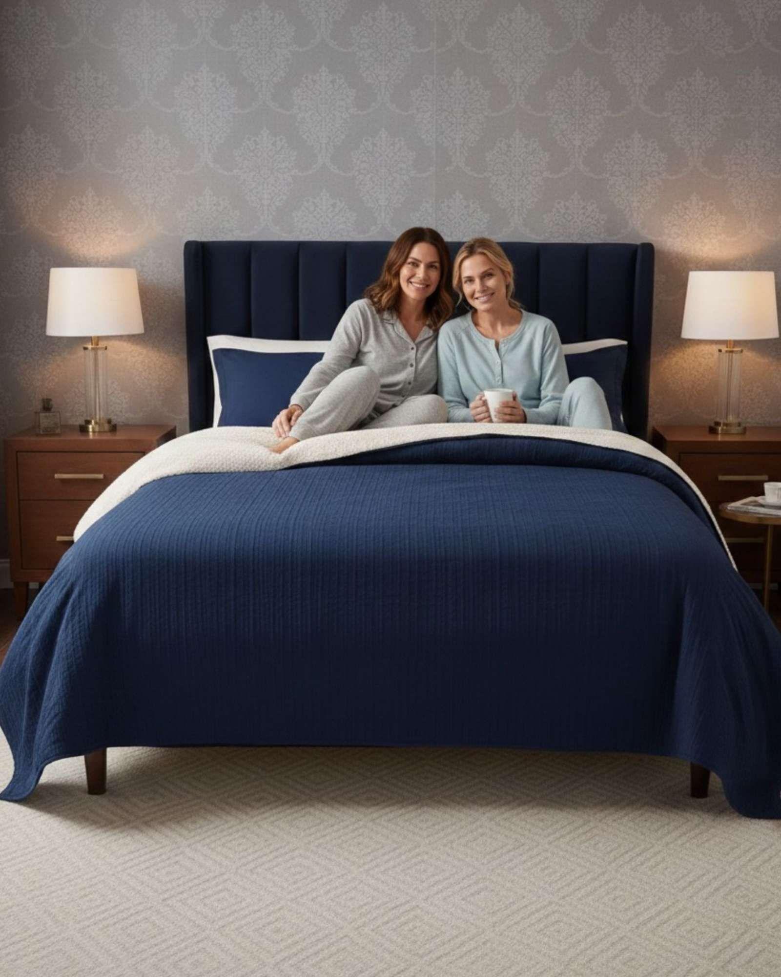 COBERTOR COLCHA QUILT SHERPA KING MEDIDA 250X270 CM C09-3