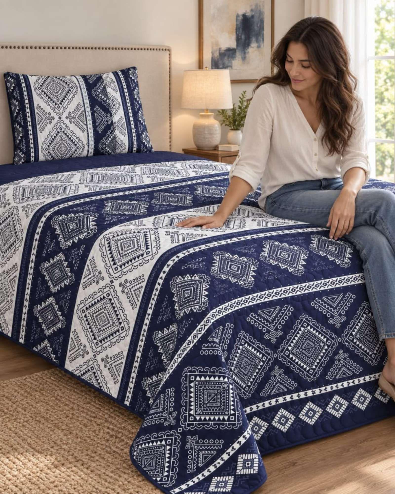Cubrecama Quilt de Plaza y Media Con Funda De Almohada C13-4