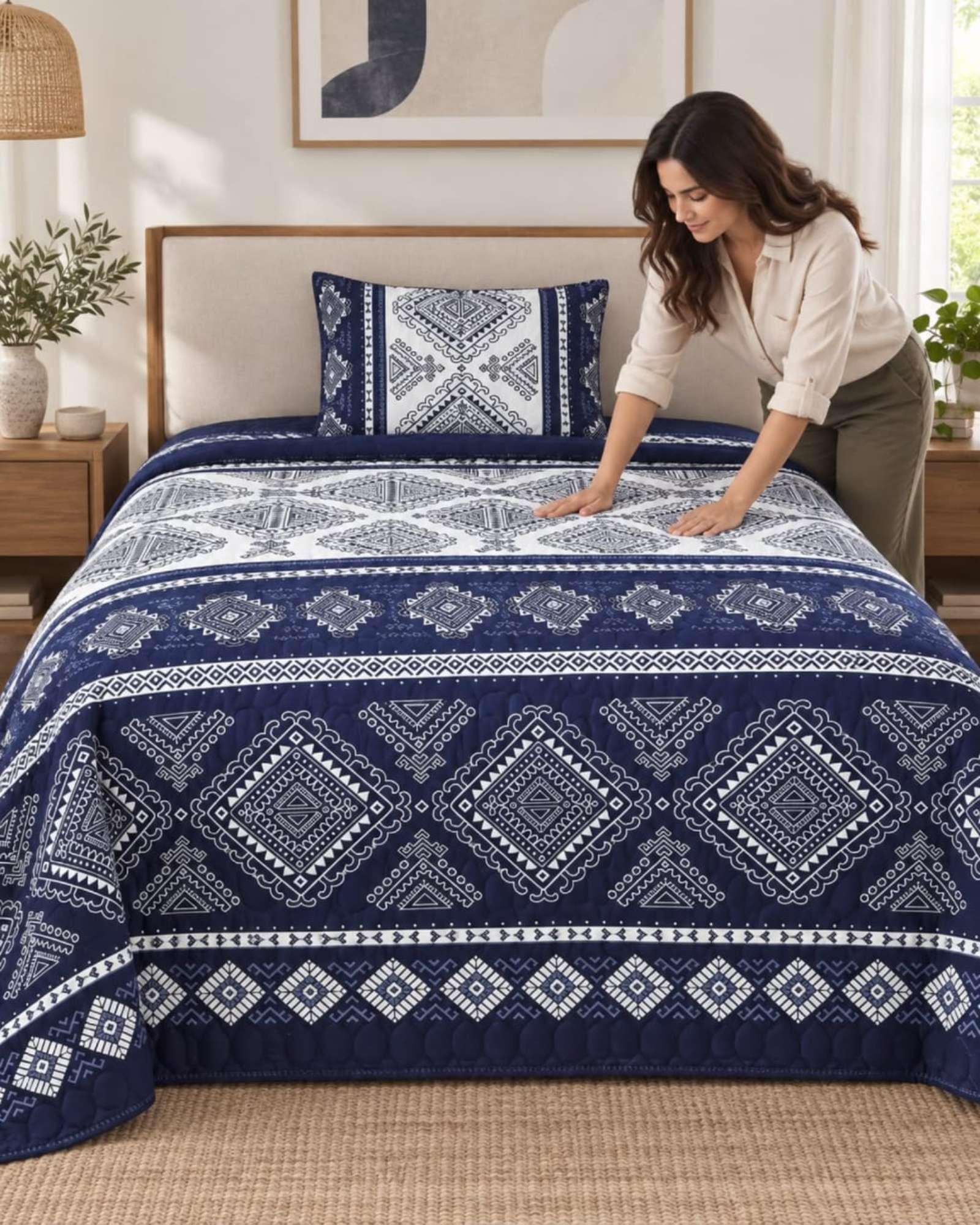 Cubrecama Quilt de Plaza y Media Con Funda De Almohada C13-2