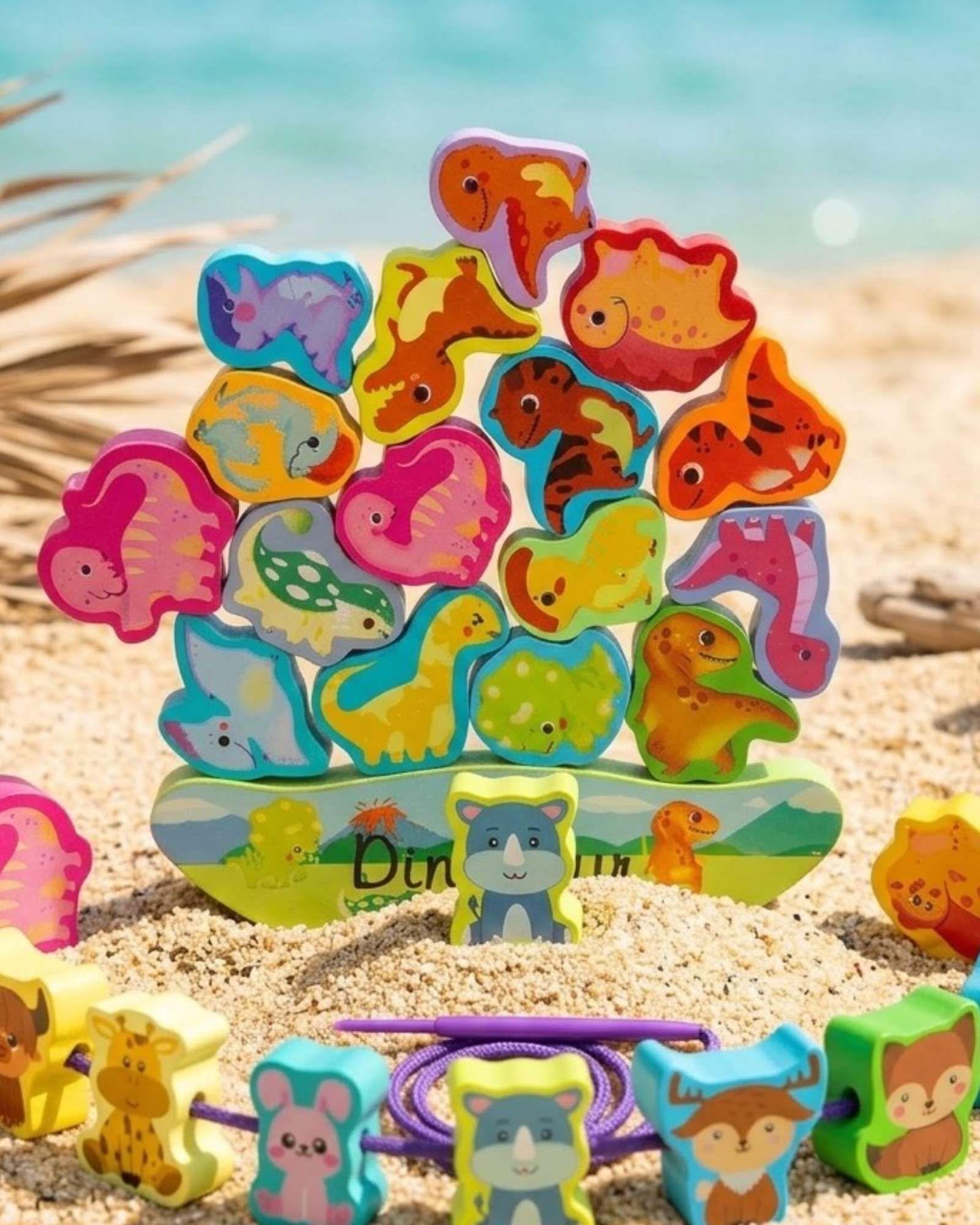 Juego de Equilibrio Montessori Dinosaurios de Madera-4