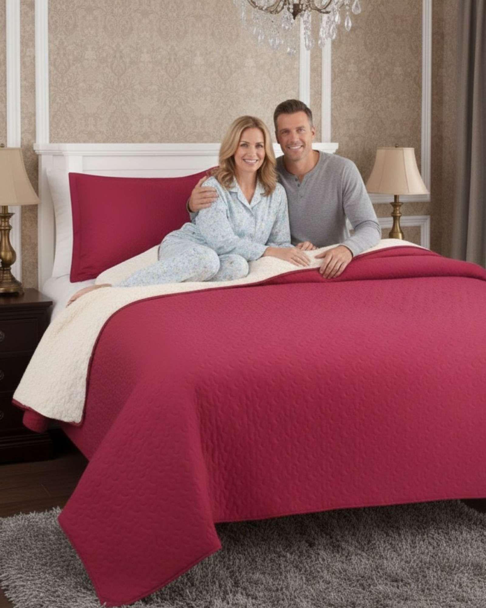 COBERTOR COLCHA QUILT SHERPA KING MEDIDA 250X270 CM C11-2