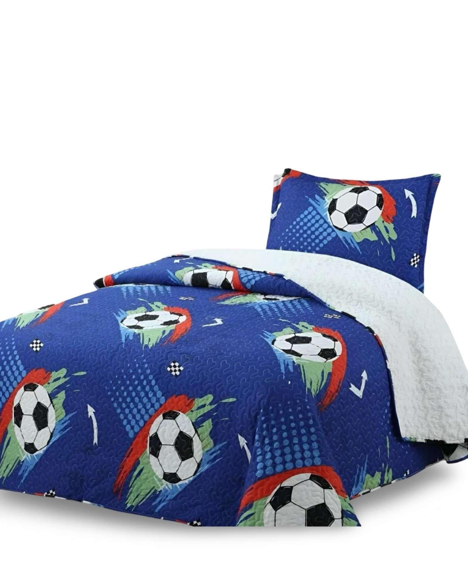 CUBRECAMA QUILT SHERPA DISEÑO INFANTIL PLAZA Y MEDIA PELOTA-4