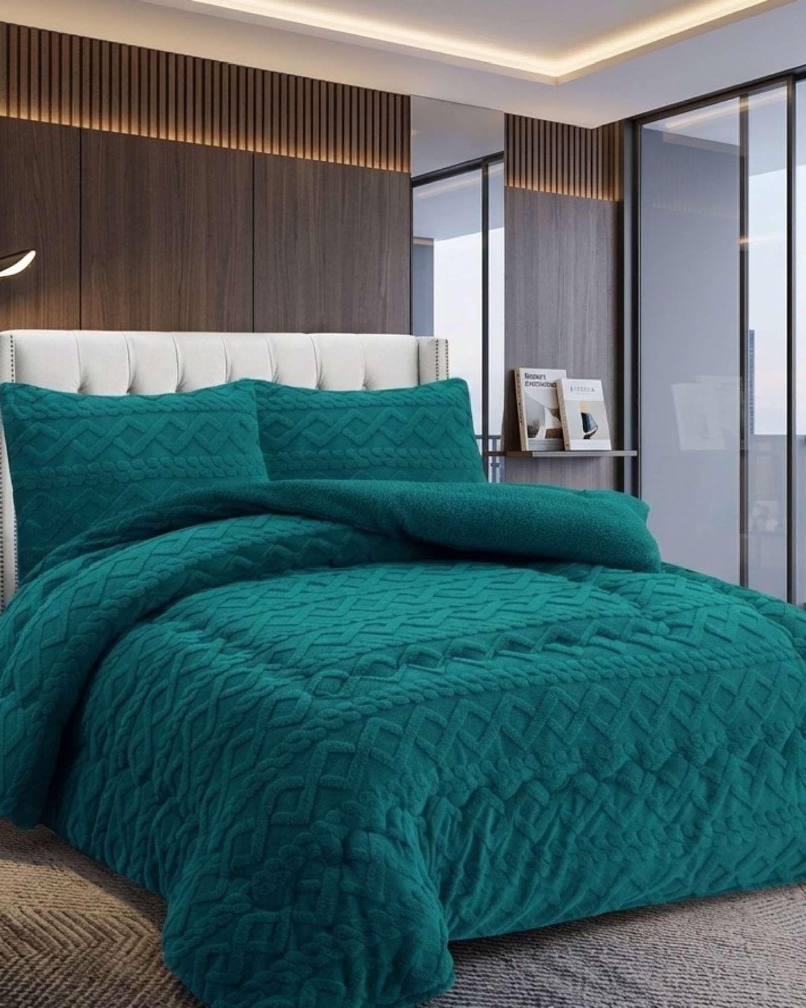 Juego de Cubrecama Sherpa con Relieve Trenzado  2 Plazas A01-2