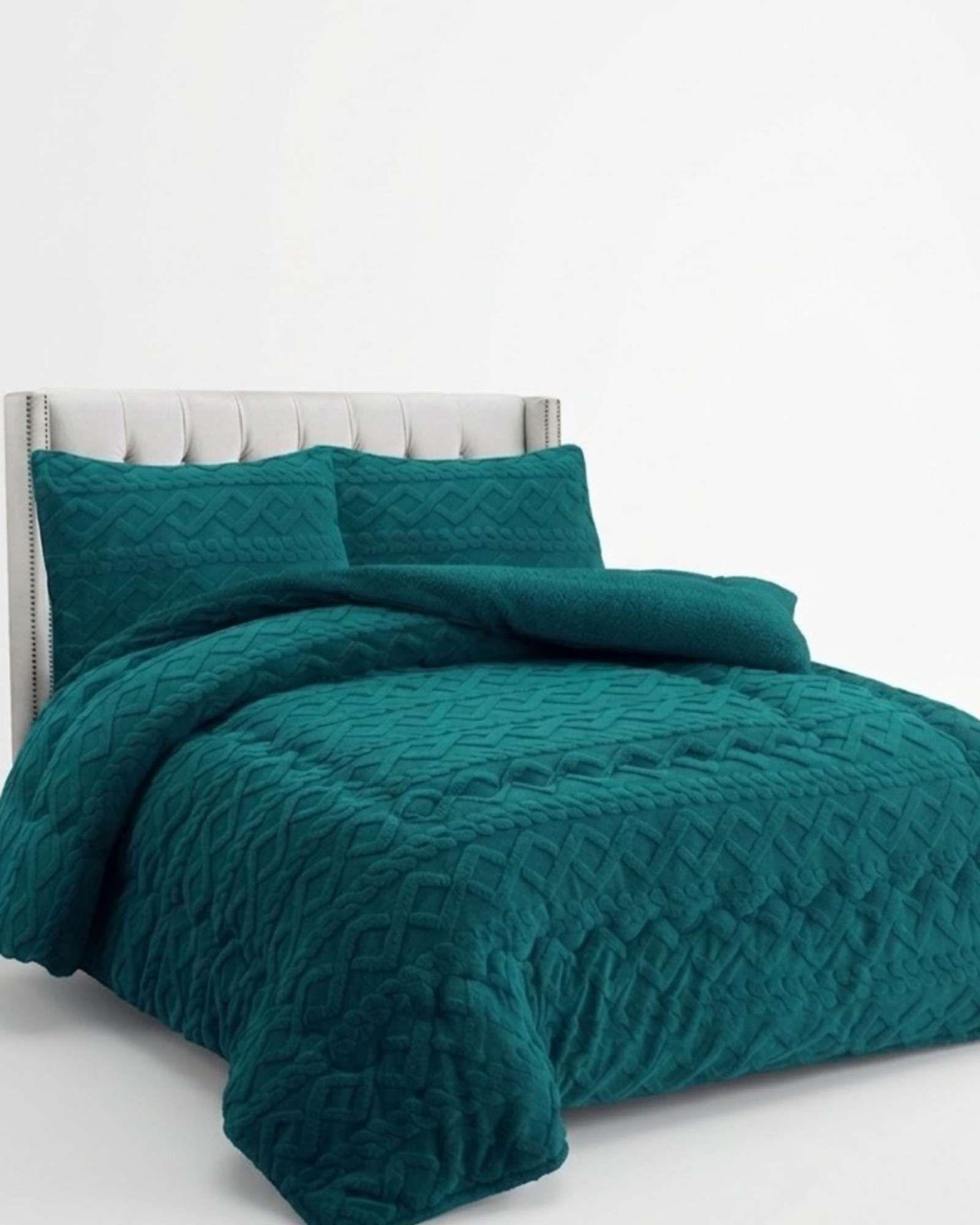 Juego de Cubrecama Sherpa con Relieve Trenzado  2 Plazas A01-3