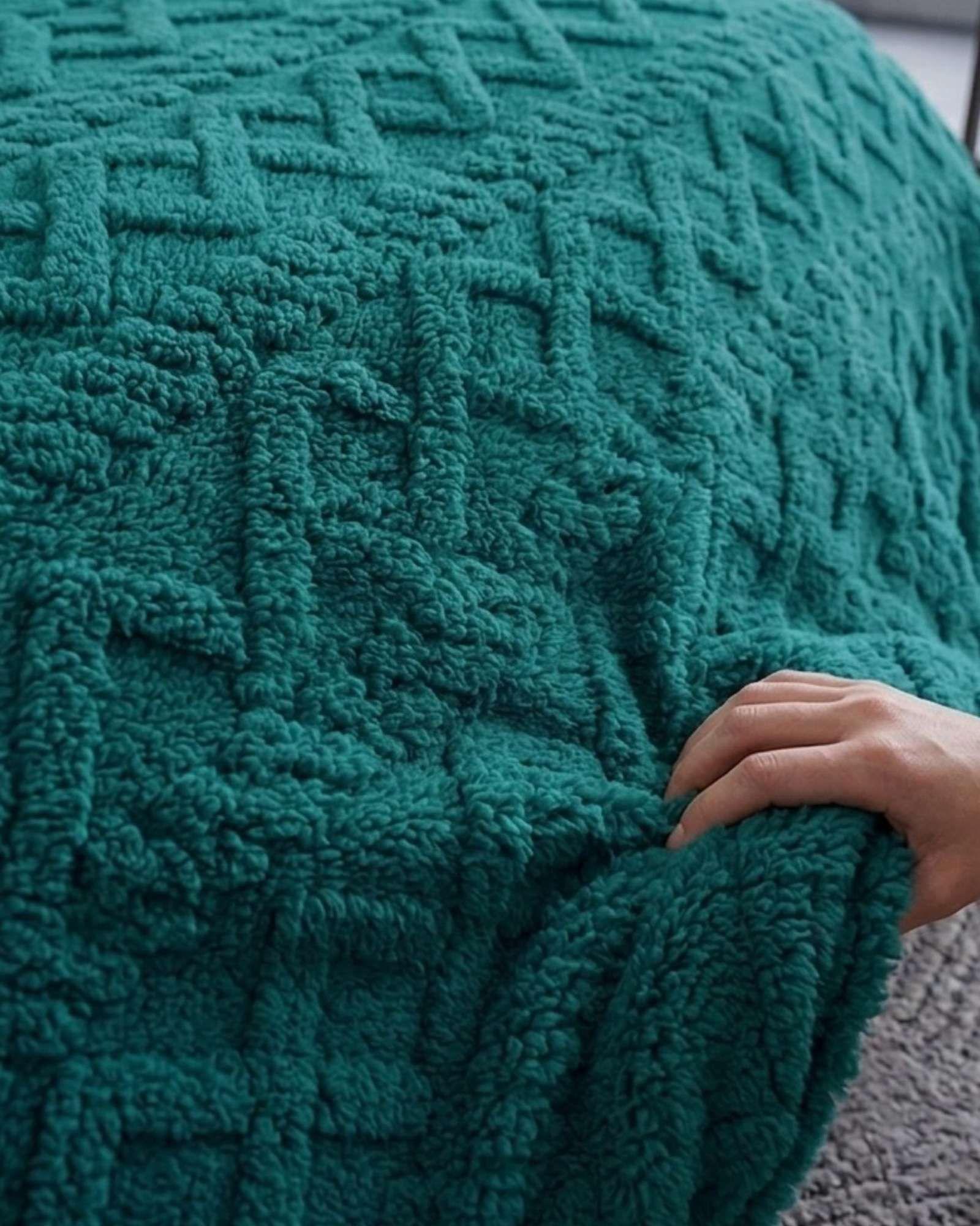 Juego de Cubrecama Sherpa con Relieve Trenzado  2 Plazas A01-4