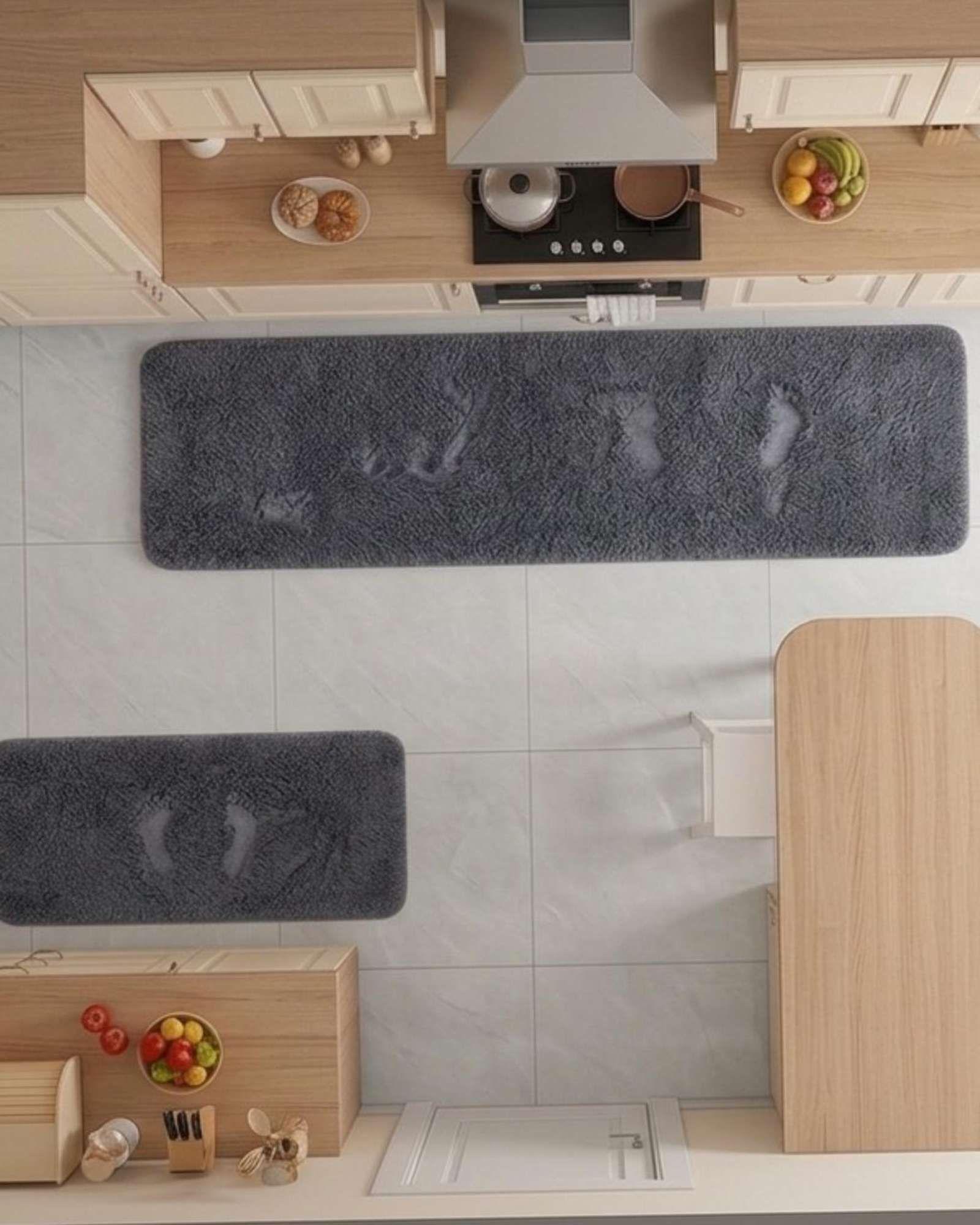 Set de Alfombras de Cocina Peluda Elegante y Funcional02-1
