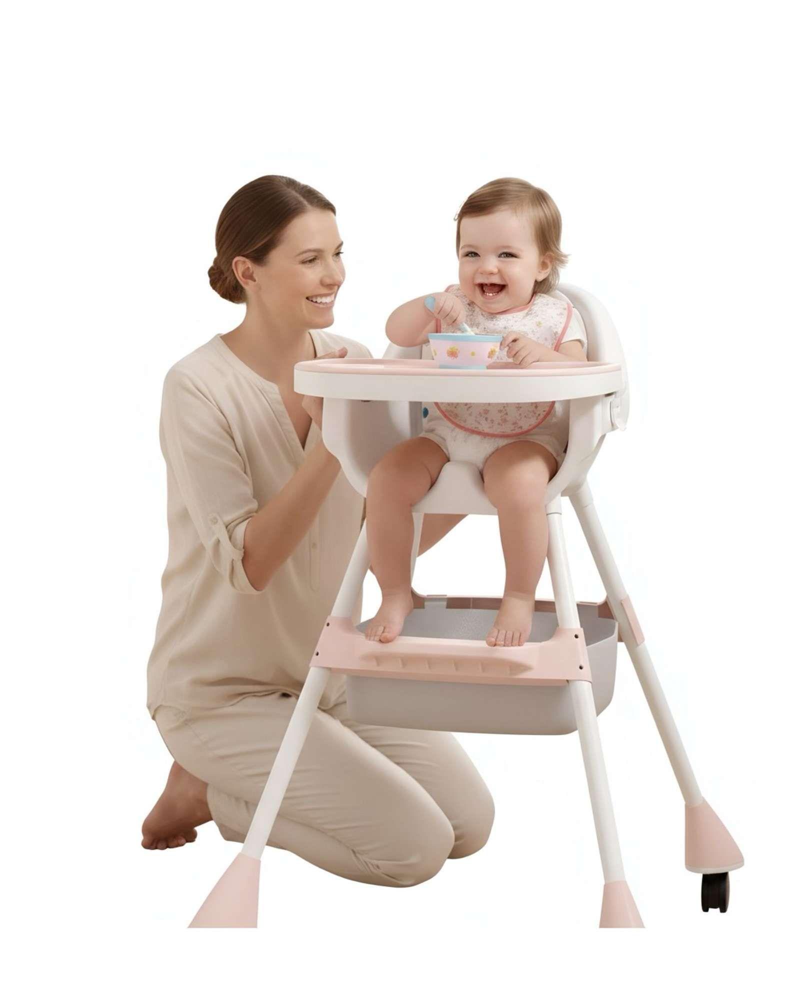 Silla de Comer multifuncional 3 en 1 para Bebé Rosa-2