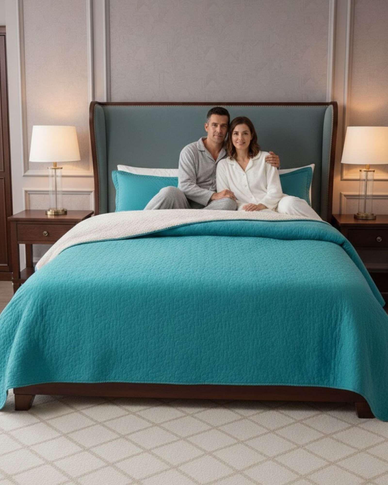 COBERTOR COLCHA QUILT SHERPA KING MEDIDA 250X270 CM C22-2