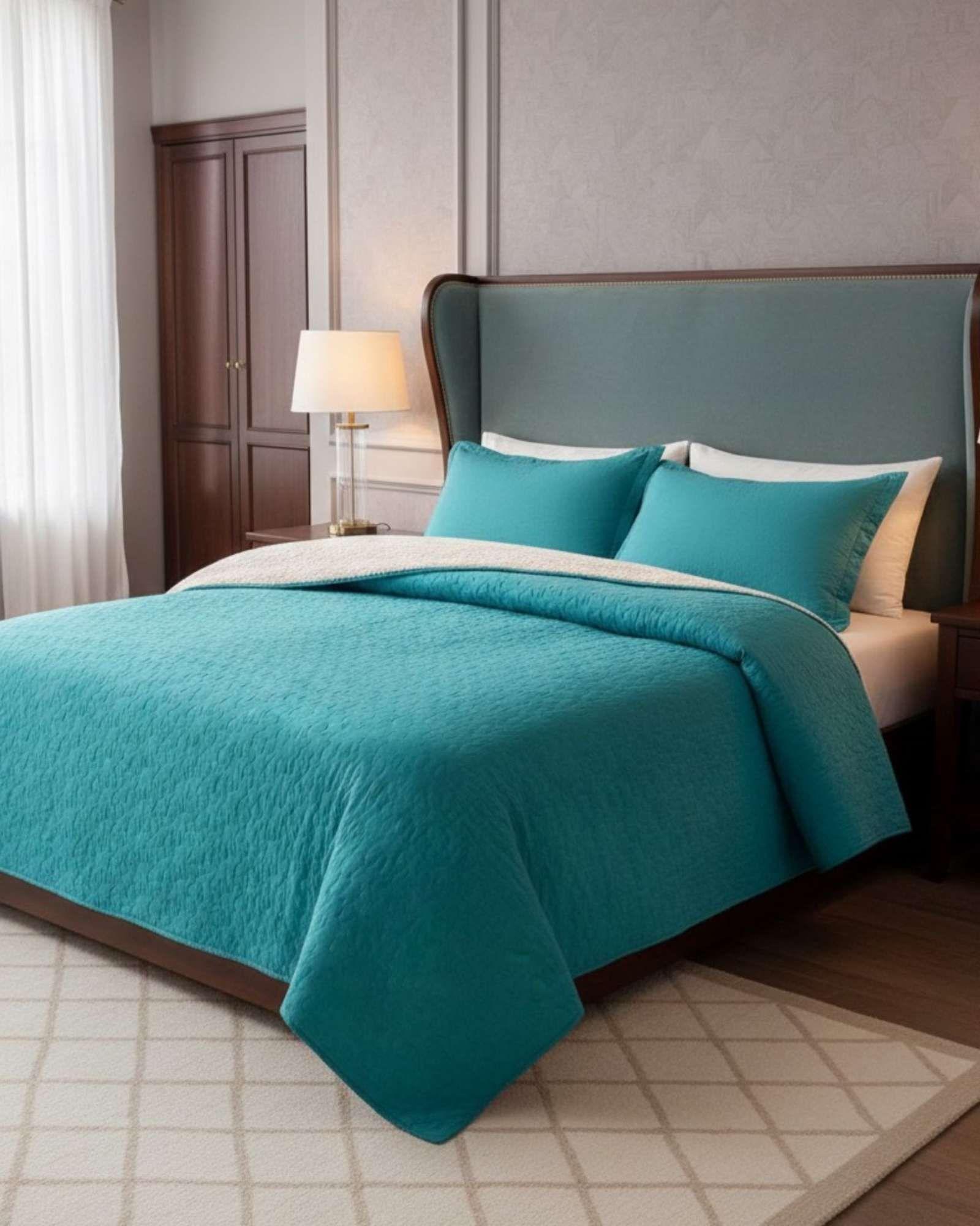 COBERTOR COLCHA QUILT SHERPA KING MEDIDA 250X270 CM C22-3