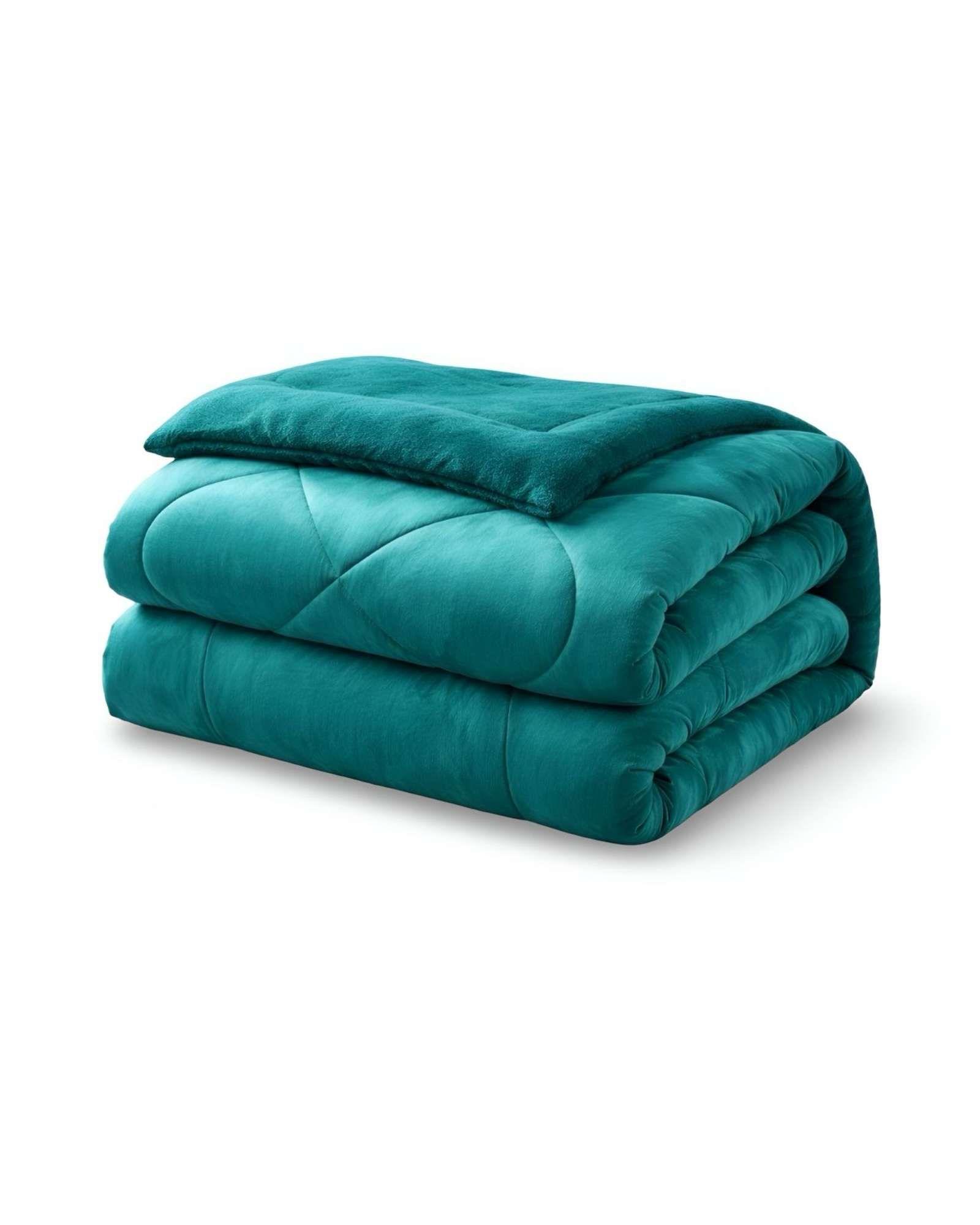 Cubrecama plush con chiporro Acolchado liso King verde-4