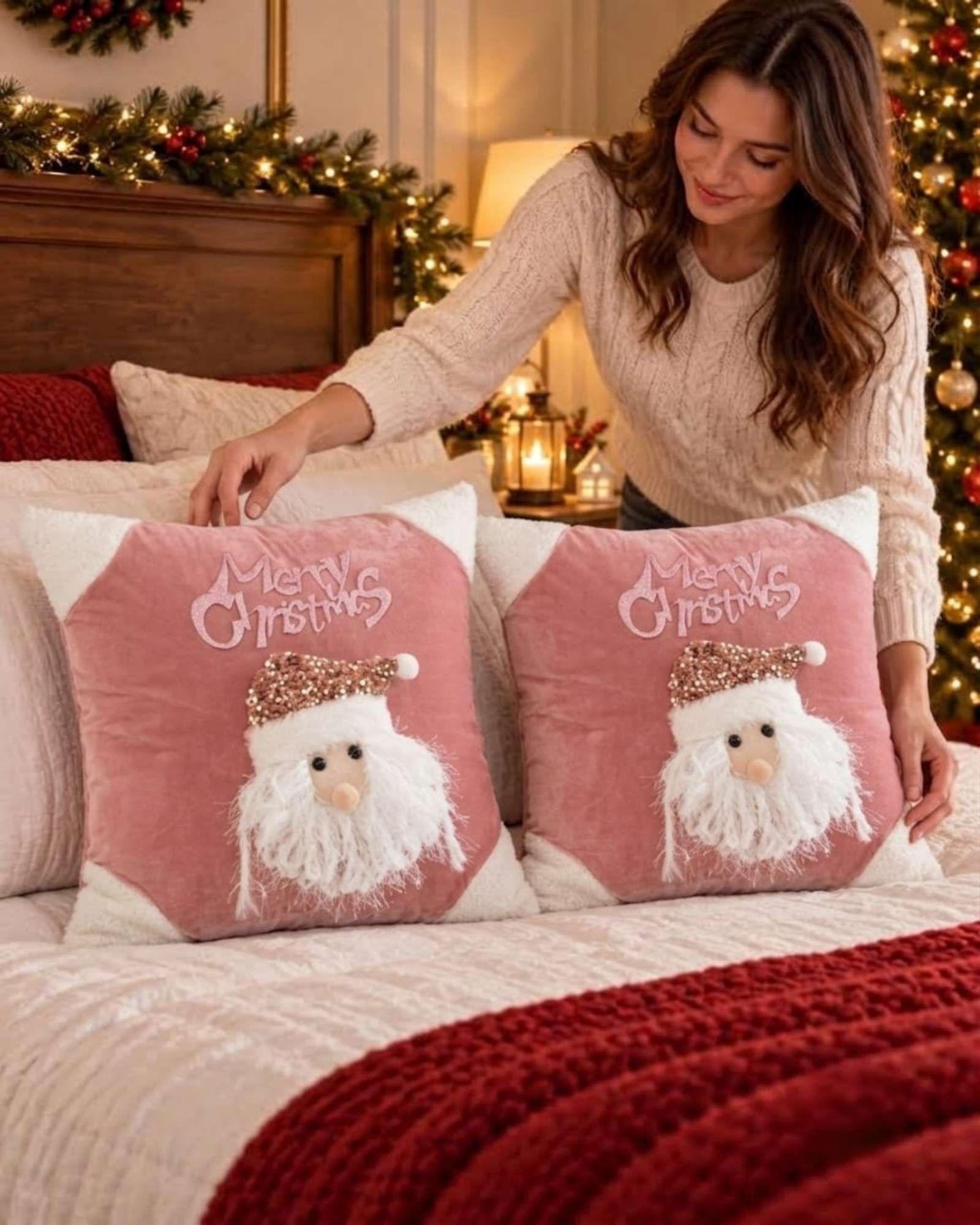 Pack de 2 Fundas para Cojin Navidad  45x45 cm Relieve 3D A1-2