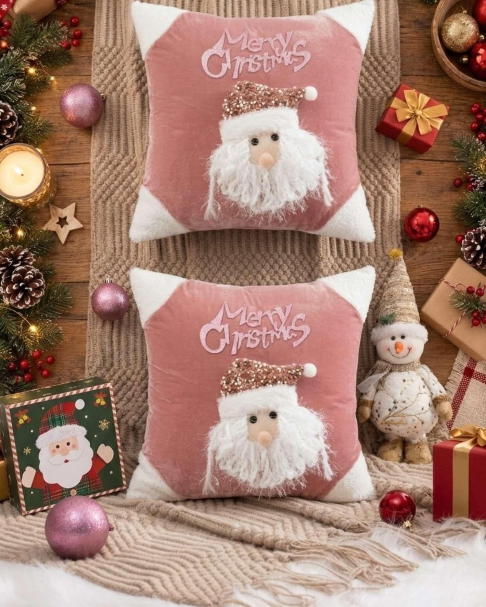 Pack de 2 Fundas para Cojin Navidad  45x45 cm Relieve 3D A1-5