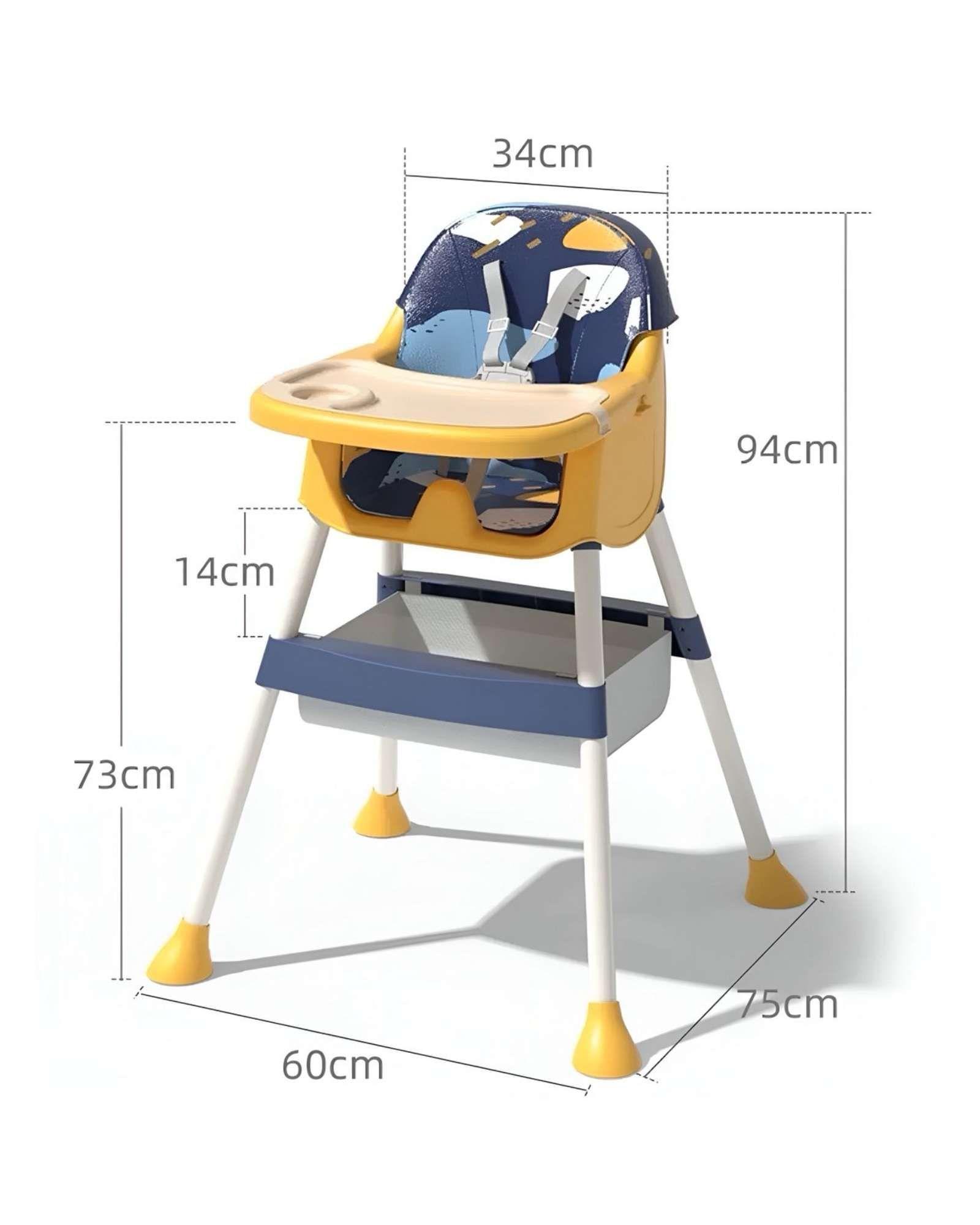 Silla de Comer Multifuncional para Bebé 2 en 1 Azul-4