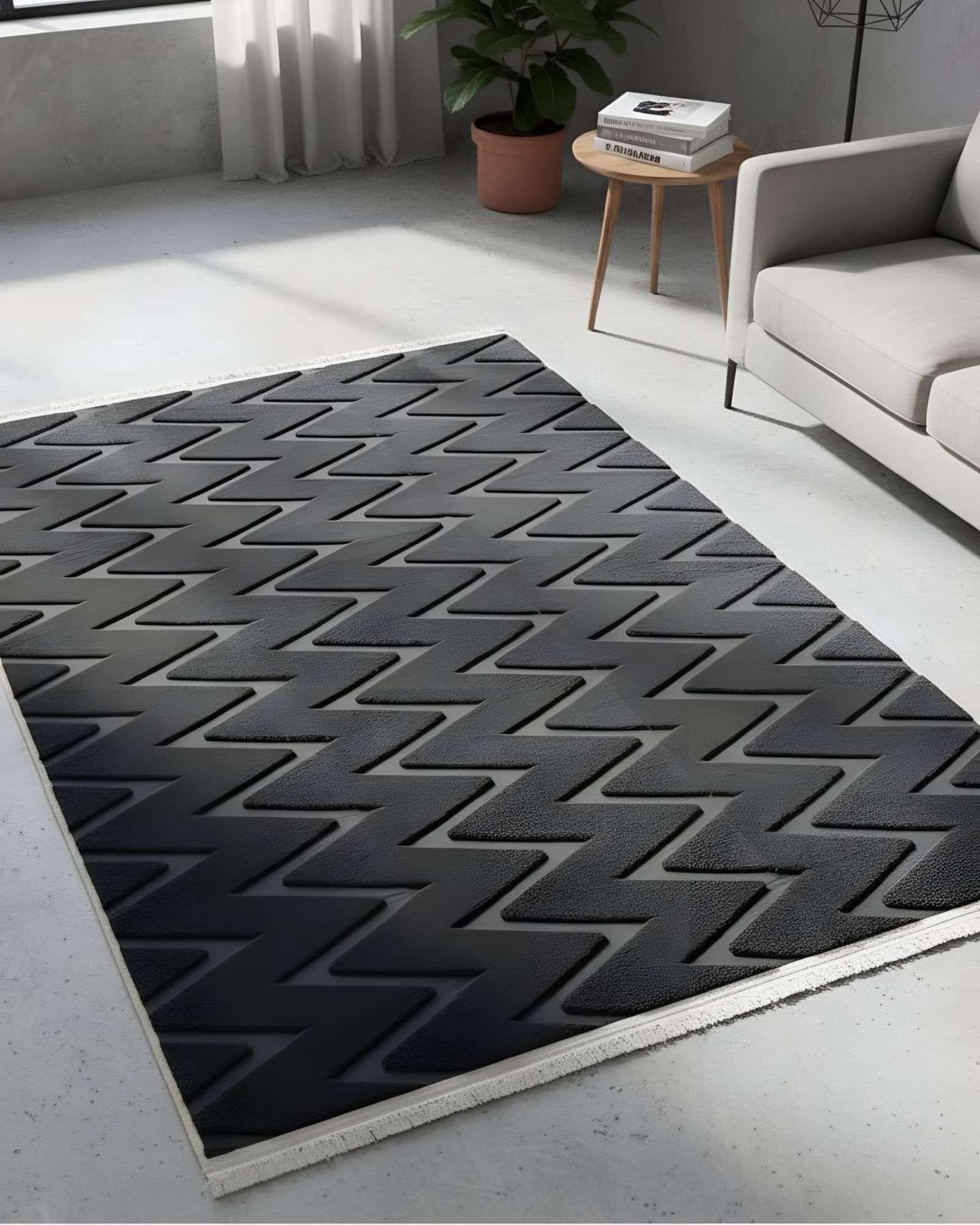 ALFOMBRA JACQUARD TEXTURIZADA CON DISEÑO Y FLECOS 180X200 CM A9-0