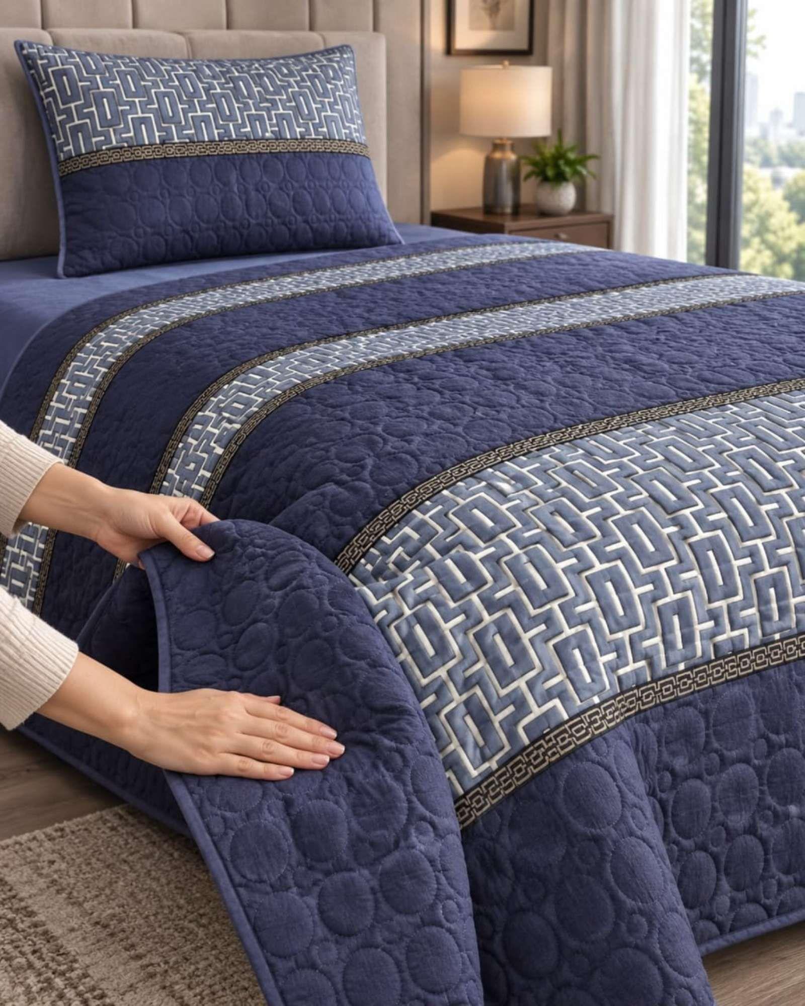 Cubrecama Quilt de Plaza y Media  Con Funda De Almohada C17-2