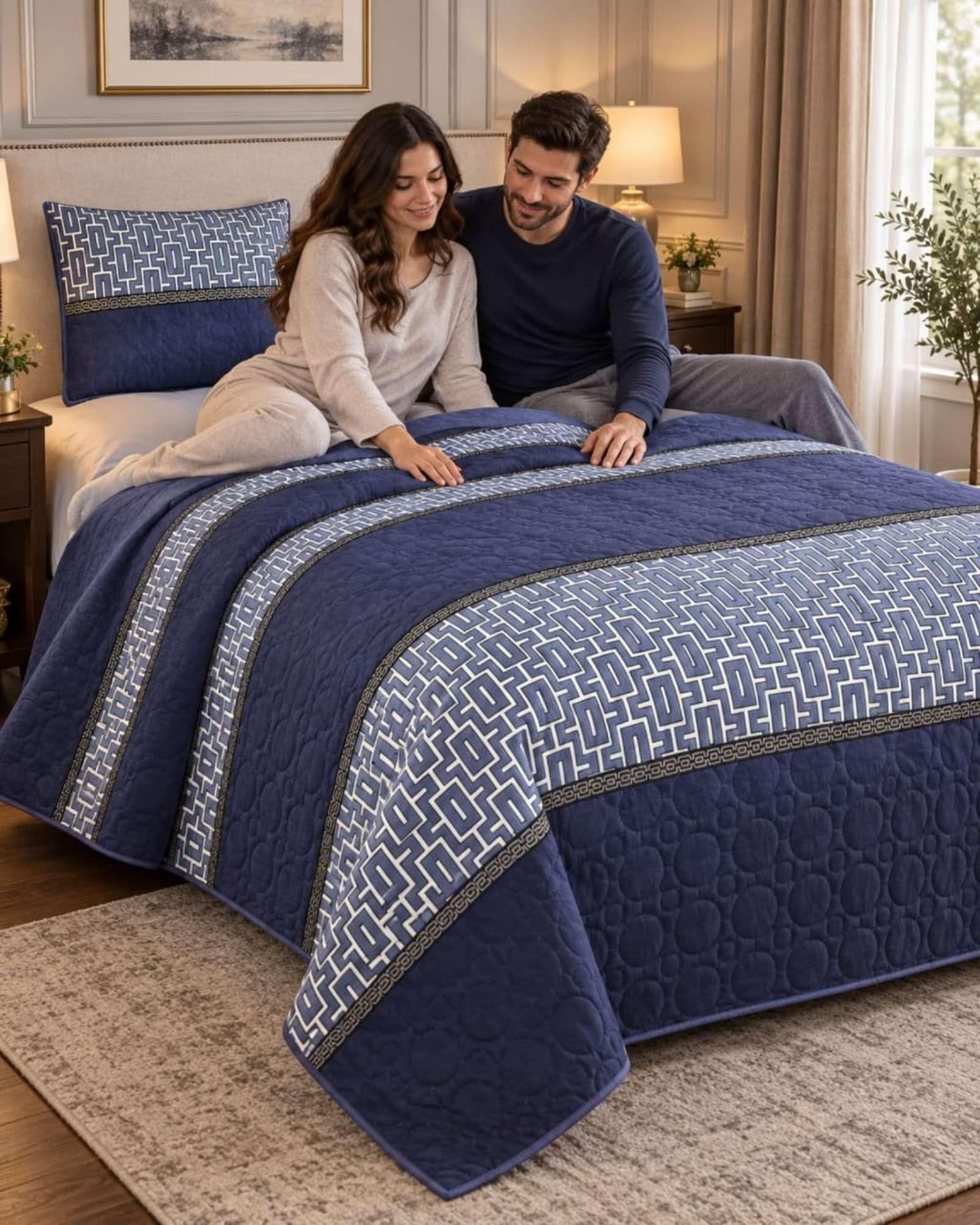 Cubrecama Quilt de Plaza y Media  Con Funda De Almohada C17-3